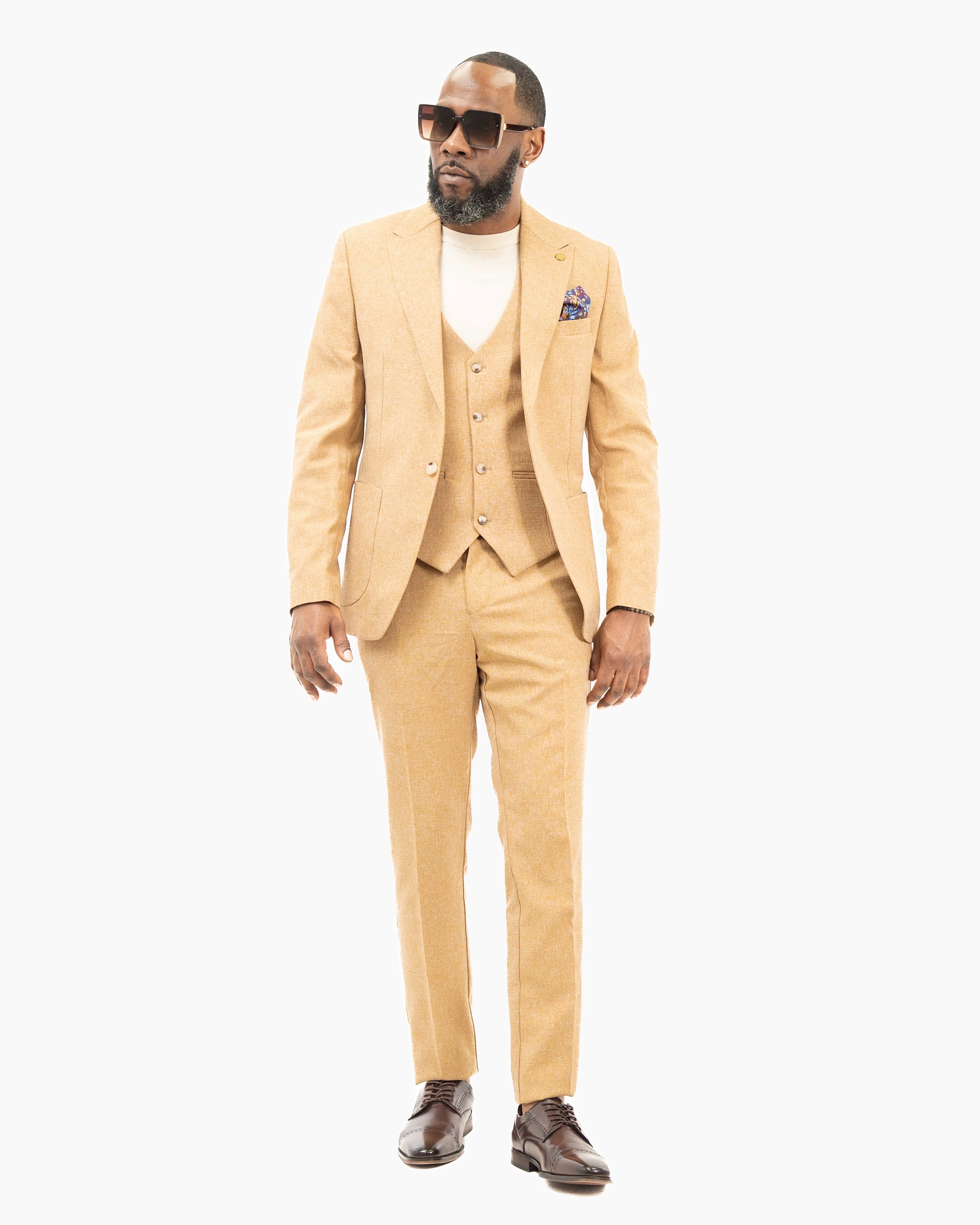3-Piece Tailored-Fit Cotton-Blend Suit