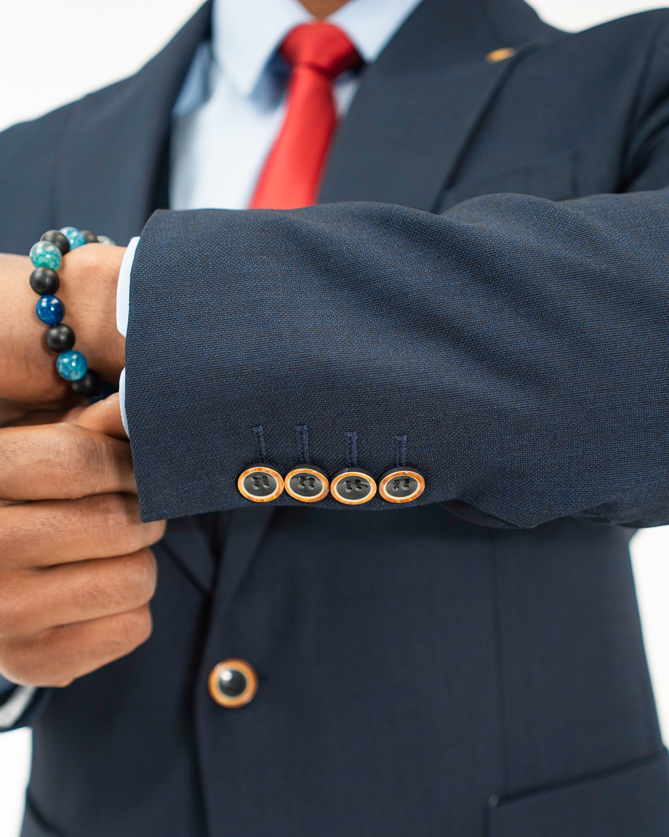 3-Piece Tailored-Fit Cotton-Blend Suit