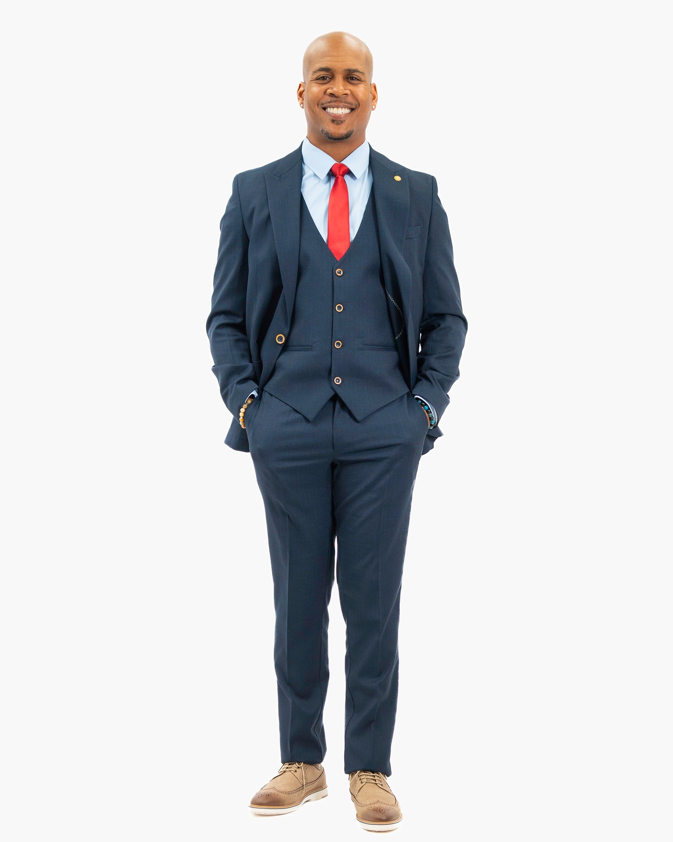 3-Piece Tailored-Fit Cotton-Blend Suit