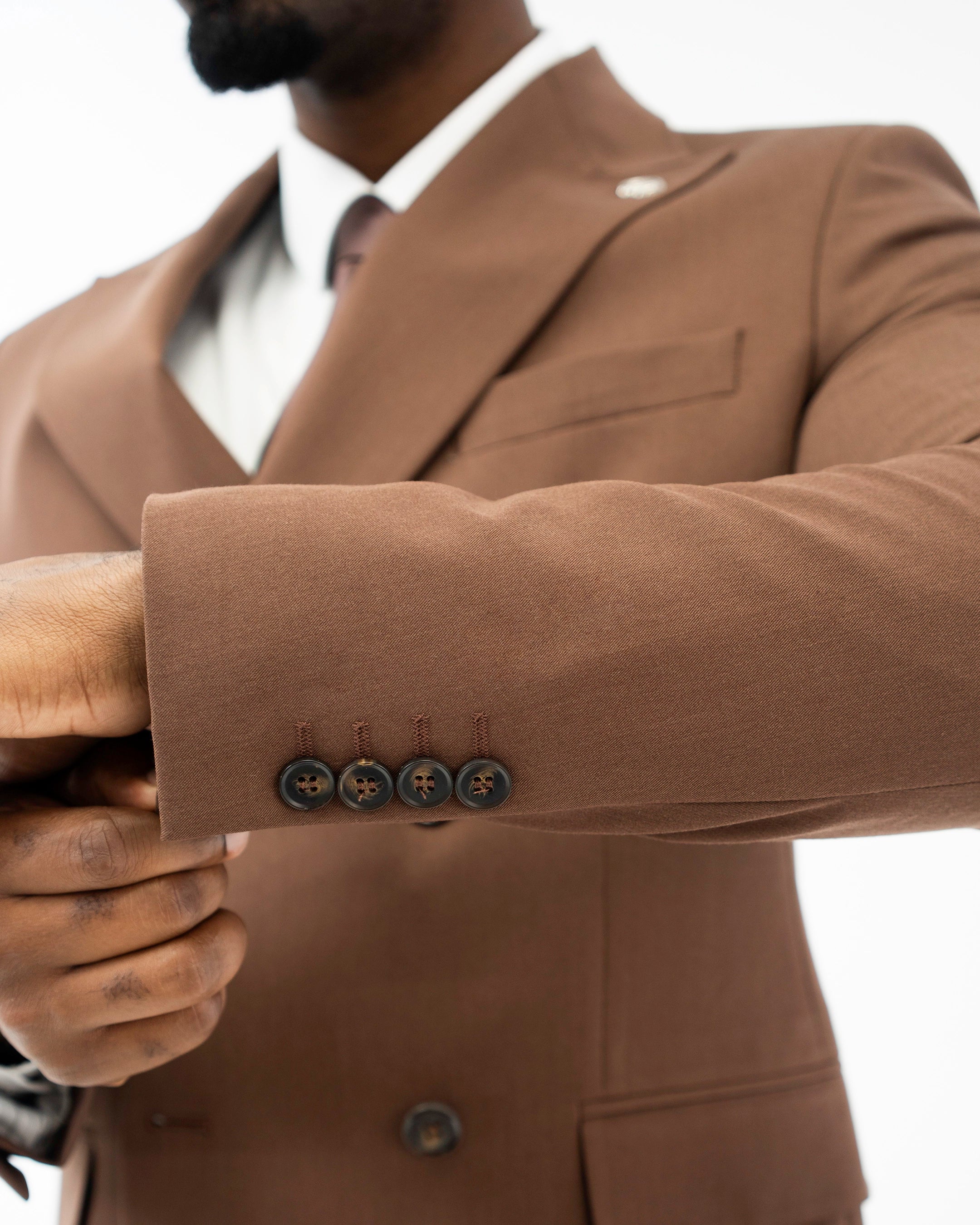 Dutch | Chocolate Double-Breasted 2-Piece Tailored-Fit Suit