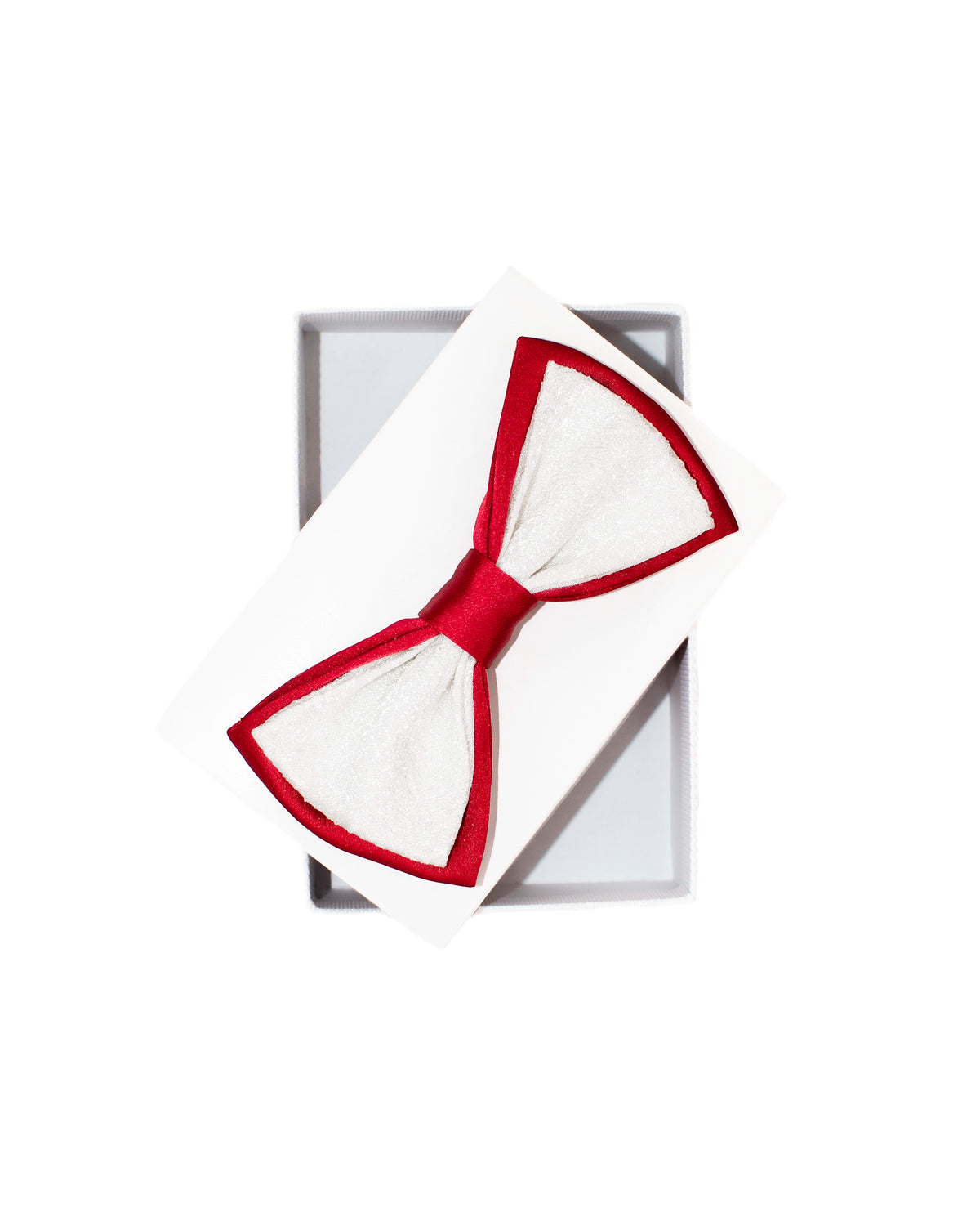 White and Red Carlo Satin Bowtie from Dolce Vesta | One Size Fits All