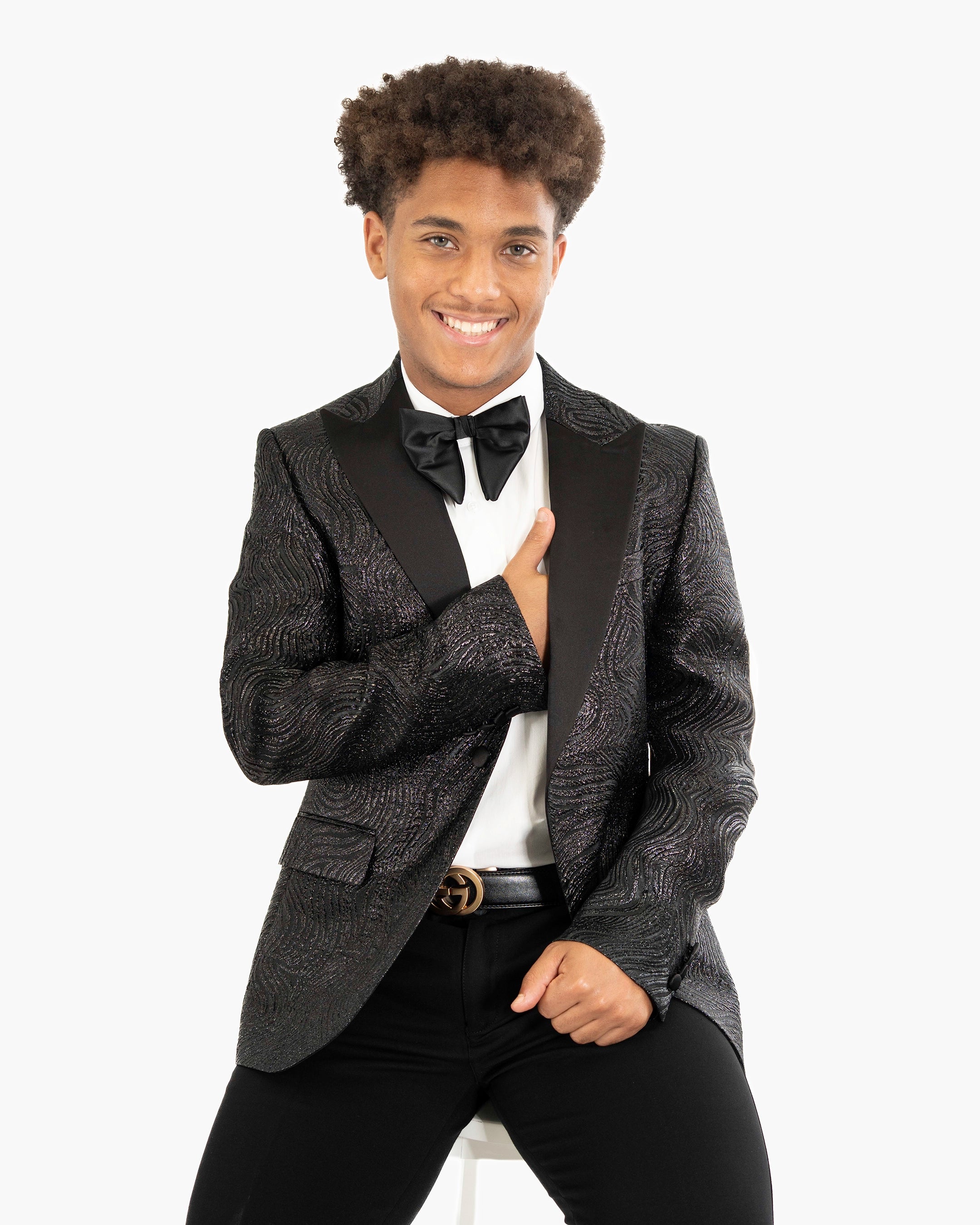 Orlando | Black Paisley Tailored-Fit Jacket