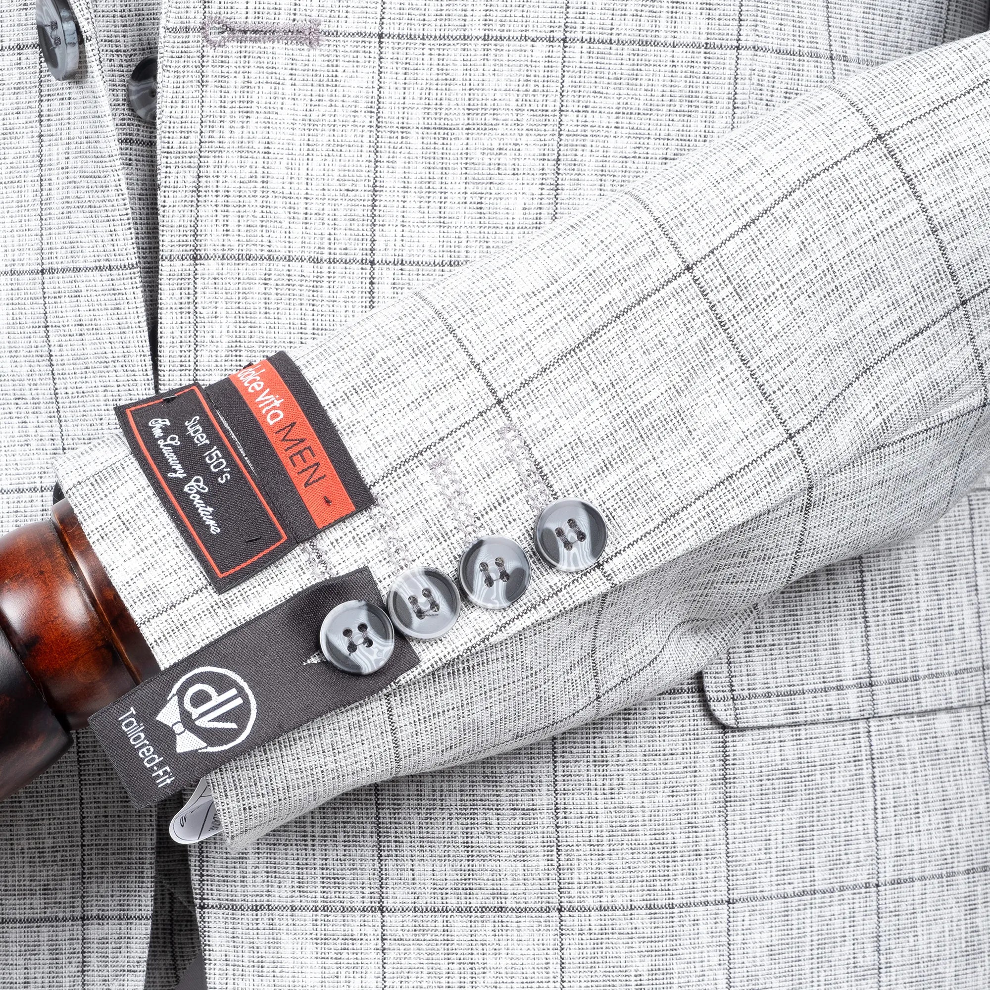 Roland | Ash Gray Windowpane 3-Piece Tailored-Fit Suit