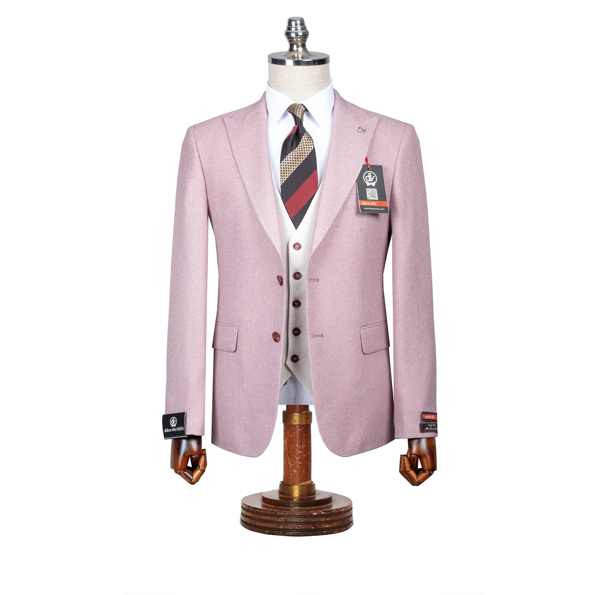 Isaac | Dusty Rose 3-Piece Tailored-Fit Suit