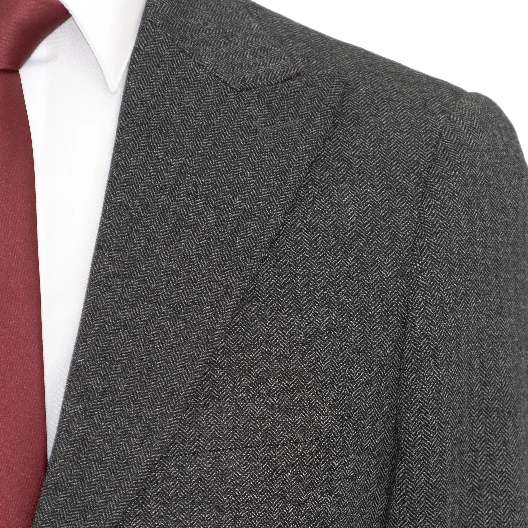Black Stretch Herringbone 2-Piece Slim-Fit Suit