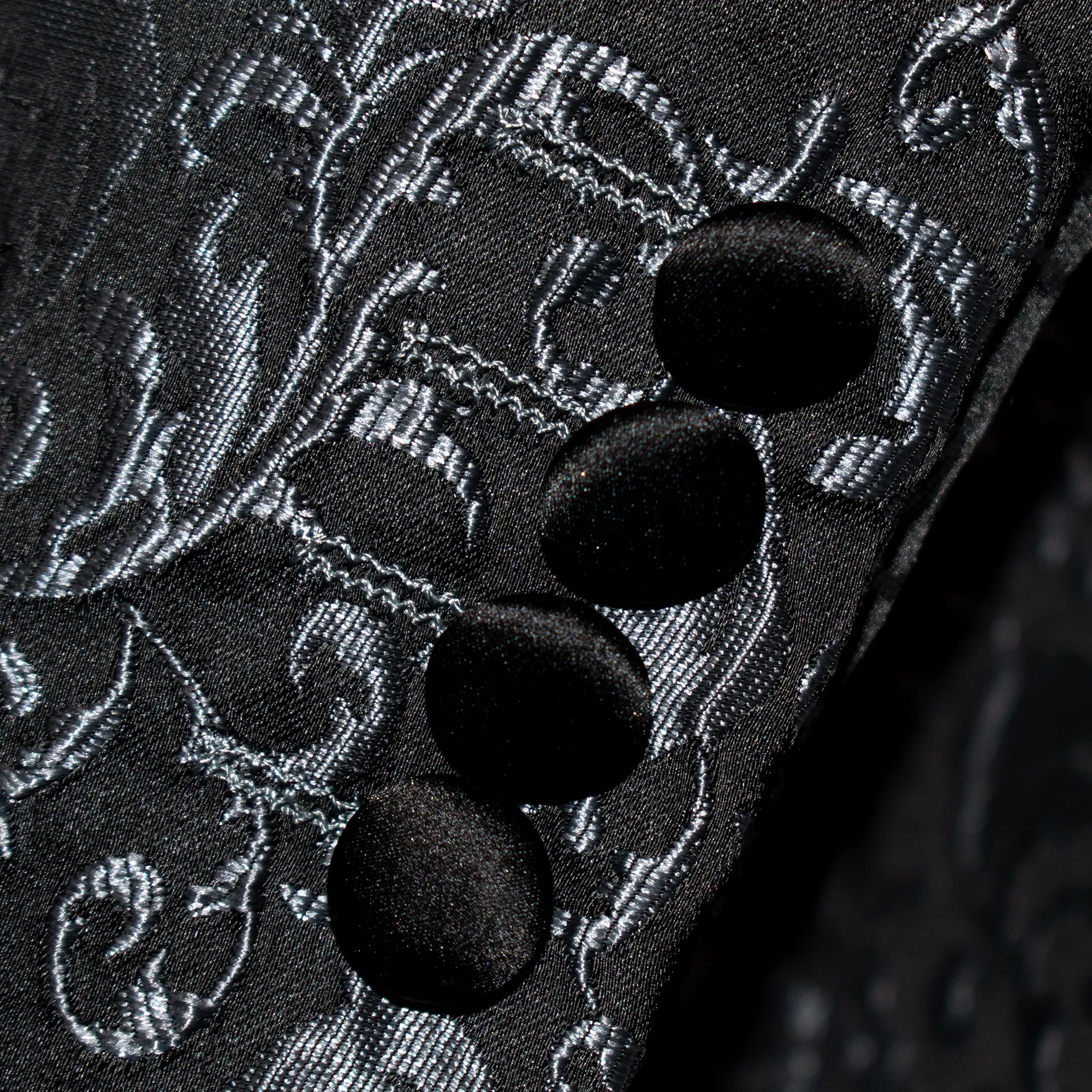 Black with Woven Gray Filigree Slim-Fit Jacket