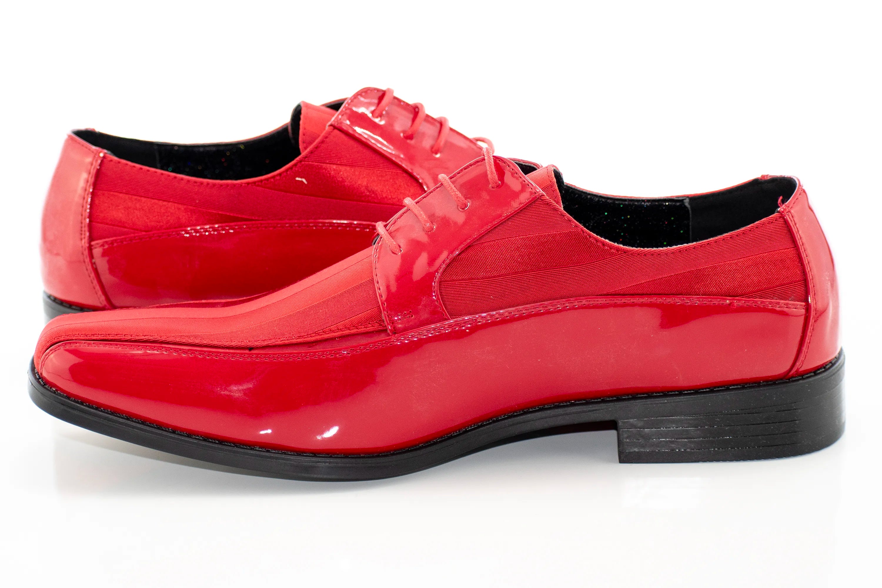 Red Striped Satin Derby Lace Dress Shoe