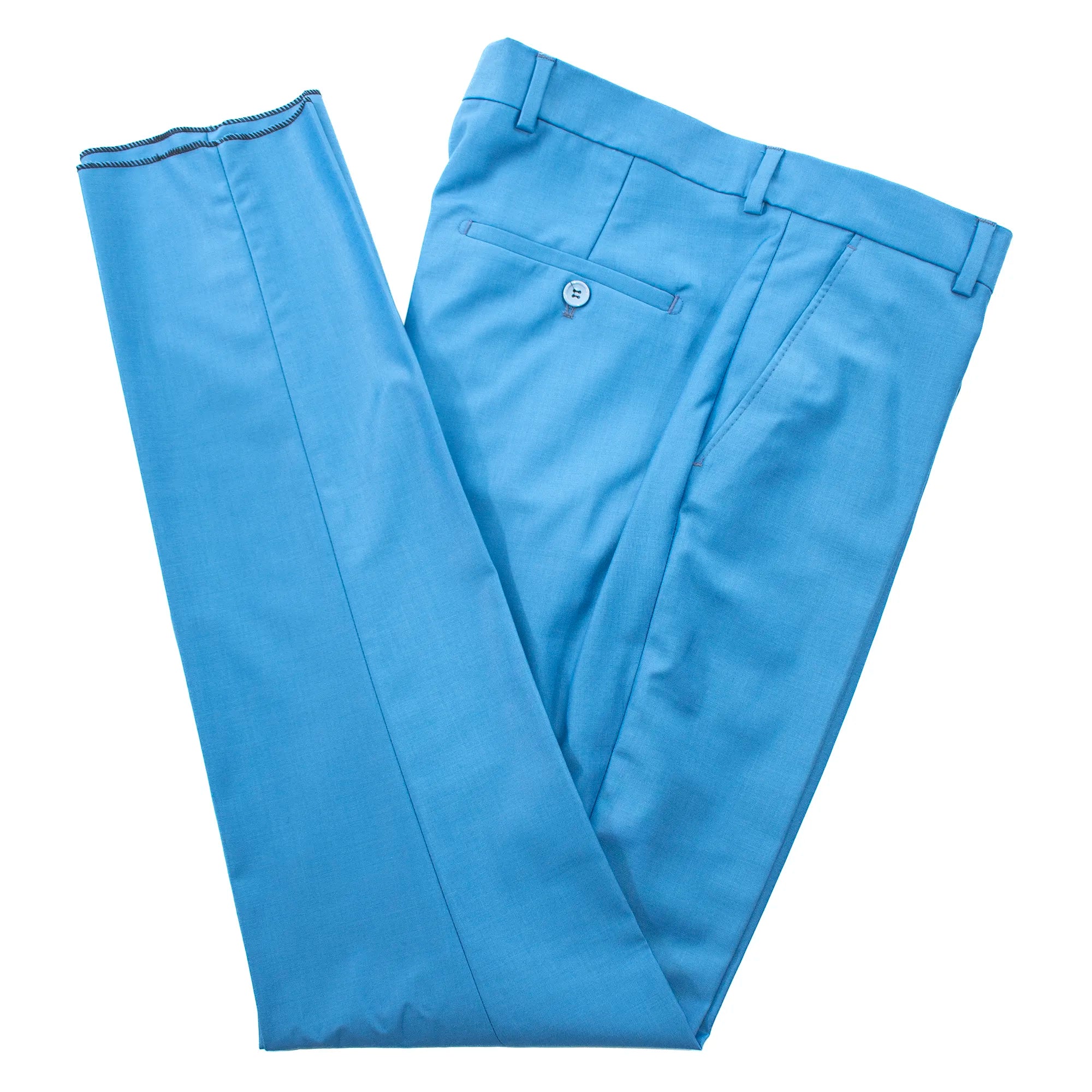Men's Sky Blue Embroidered 2-Piece Slim-Fit Suit with Mandarin Collar