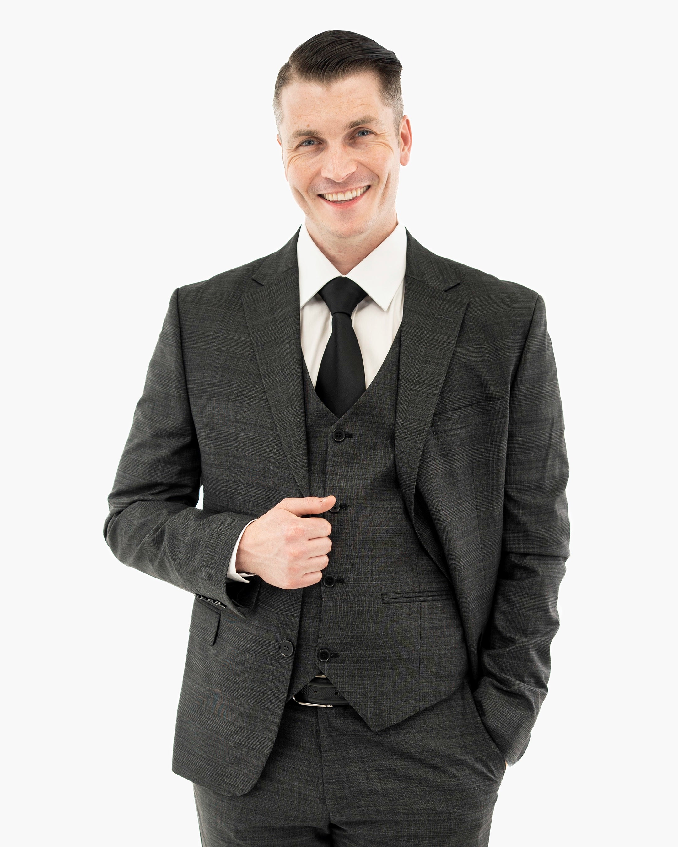 Gray Check 3-Piece Tailored-Fit Suit