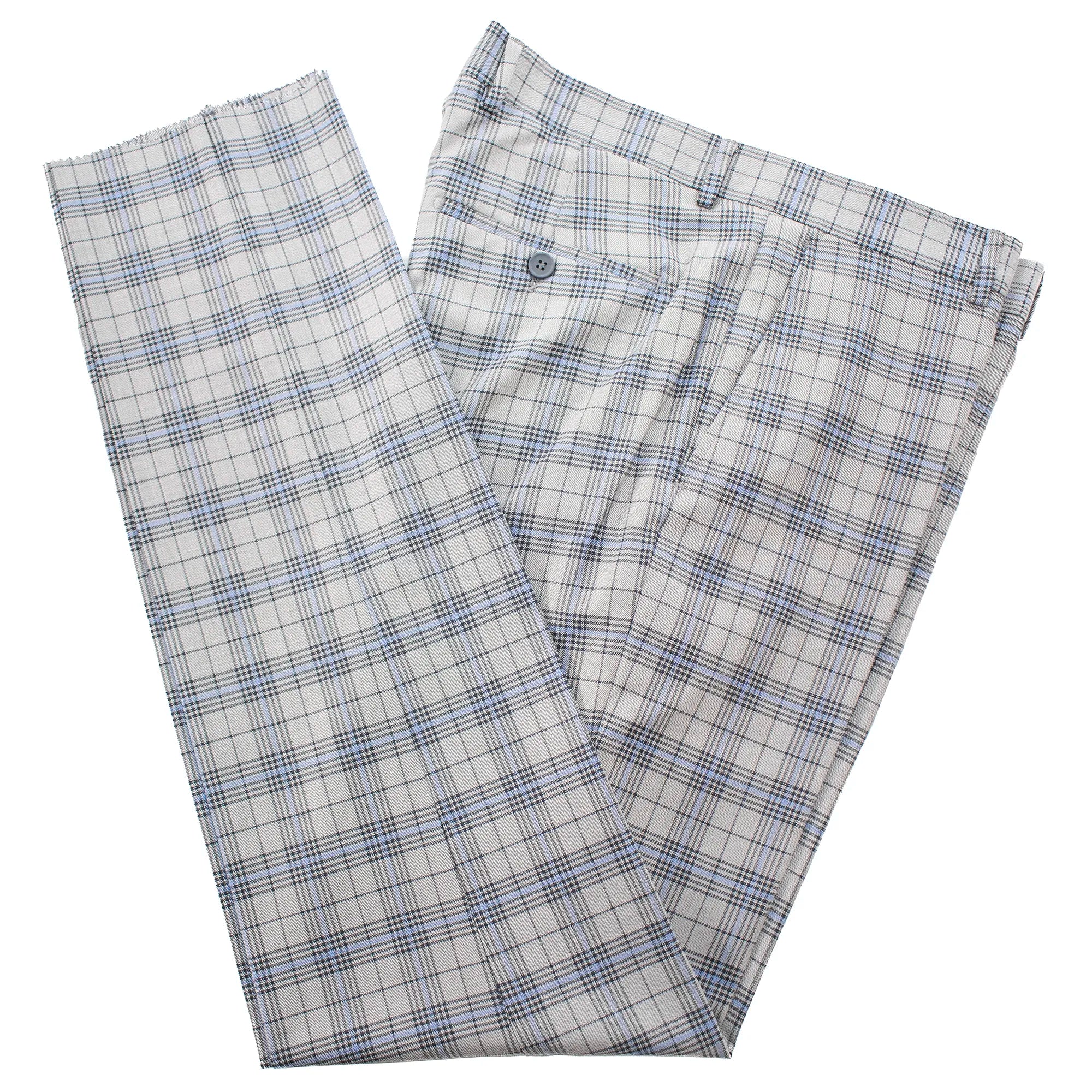 Light Gray Plaid 3-Piece Tailored-fit Suit