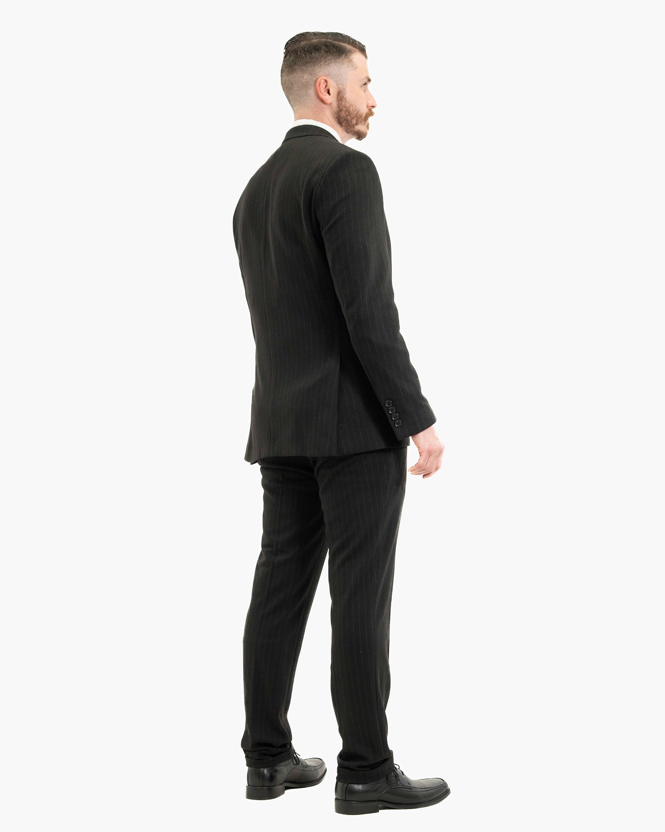 Black Pinstripe 3-Piece Tailored-Fit Suit