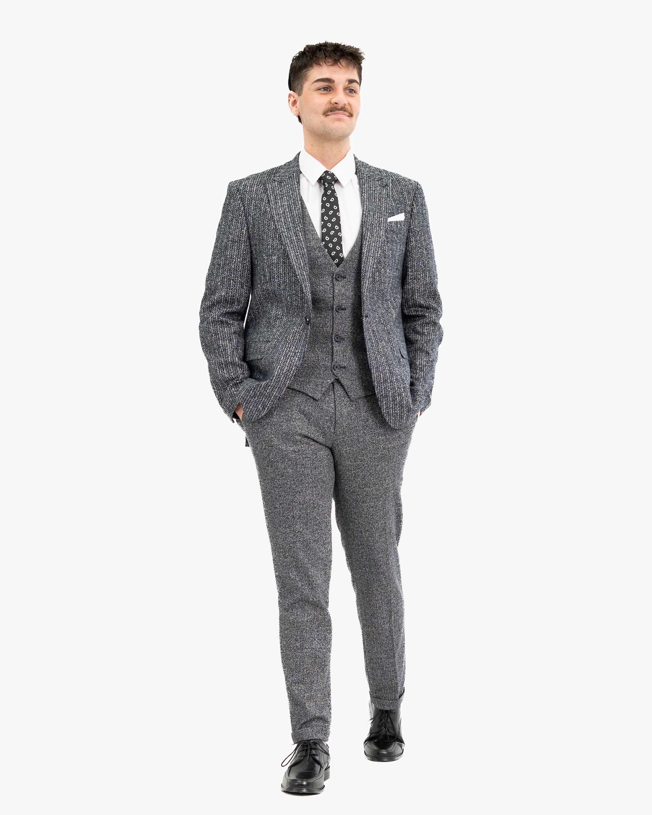 Knit Wool 3-Piece Tailored-Fit Suit