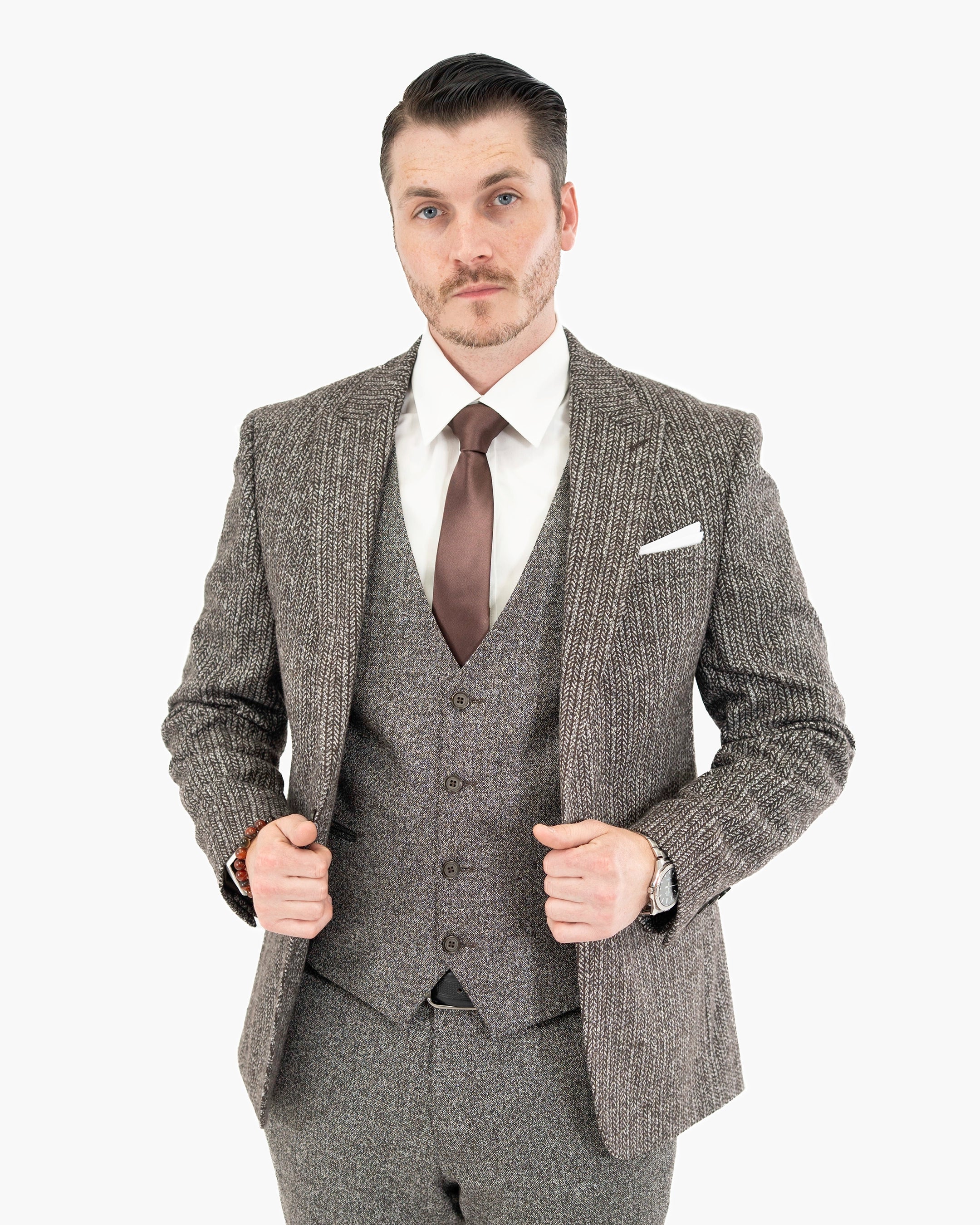 Knit Wool 3-Piece Tailored-Fit Suit