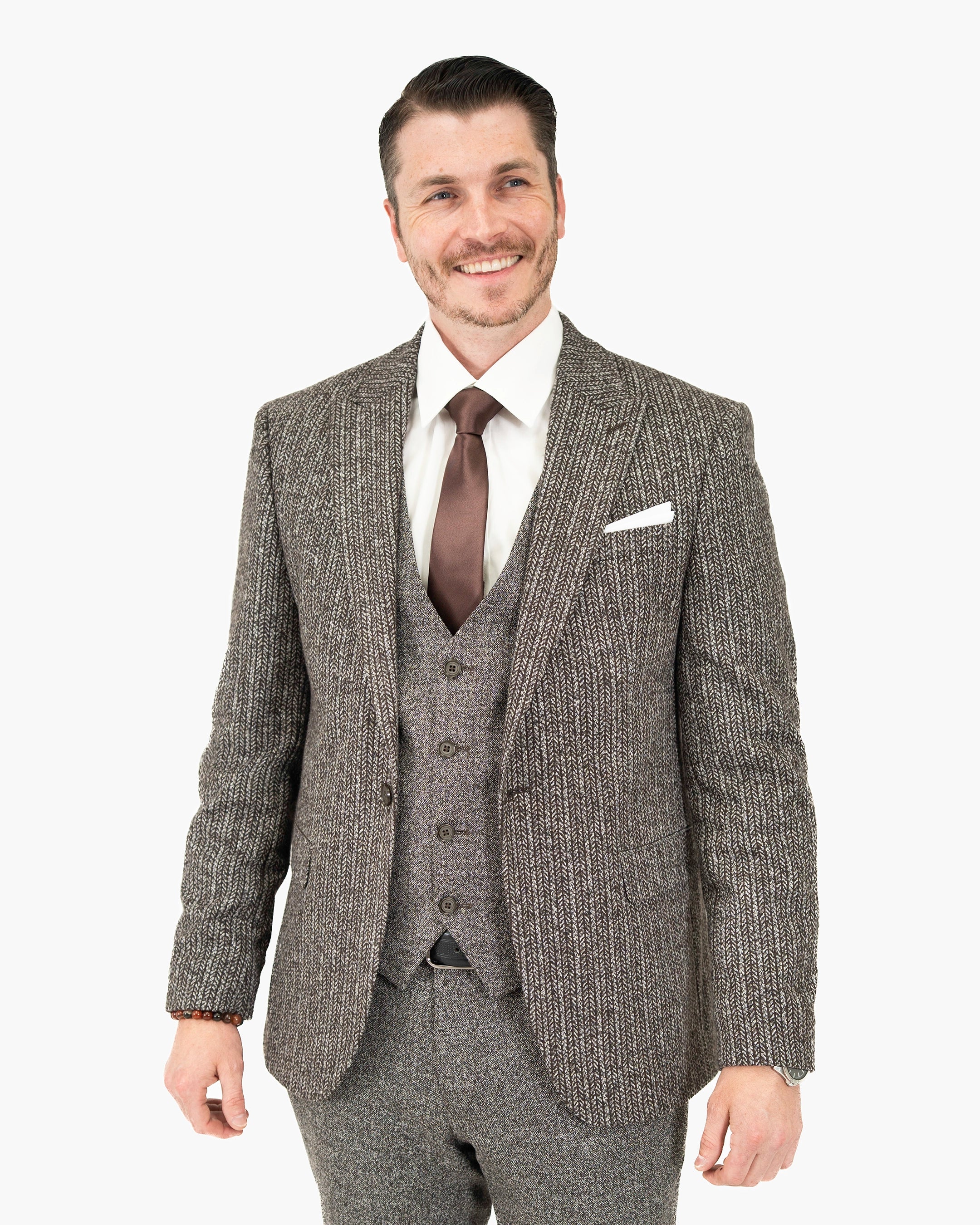 Knit Wool 3-Piece Tailored-Fit Suit