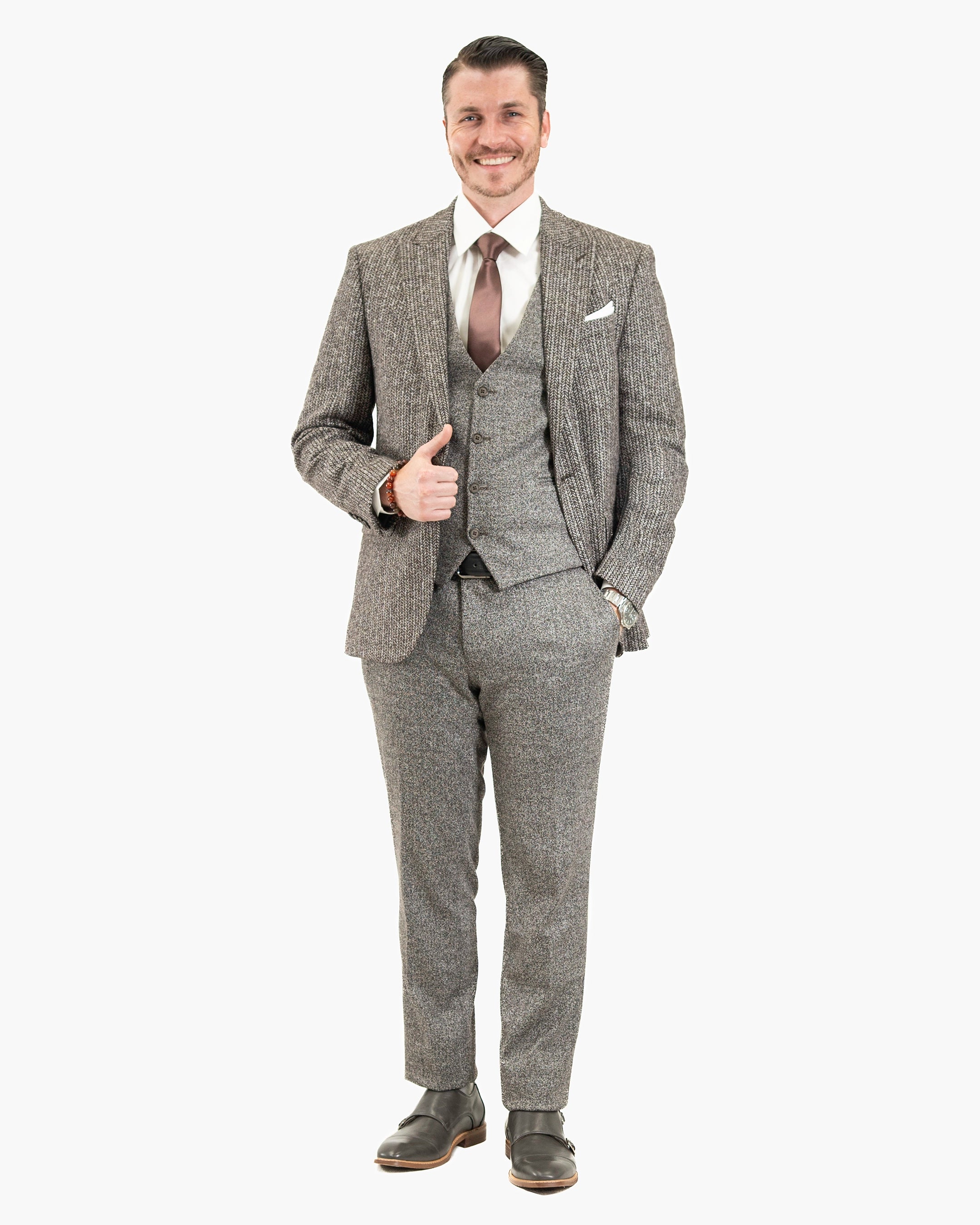 Knit Wool 3-Piece Tailored-Fit Suit