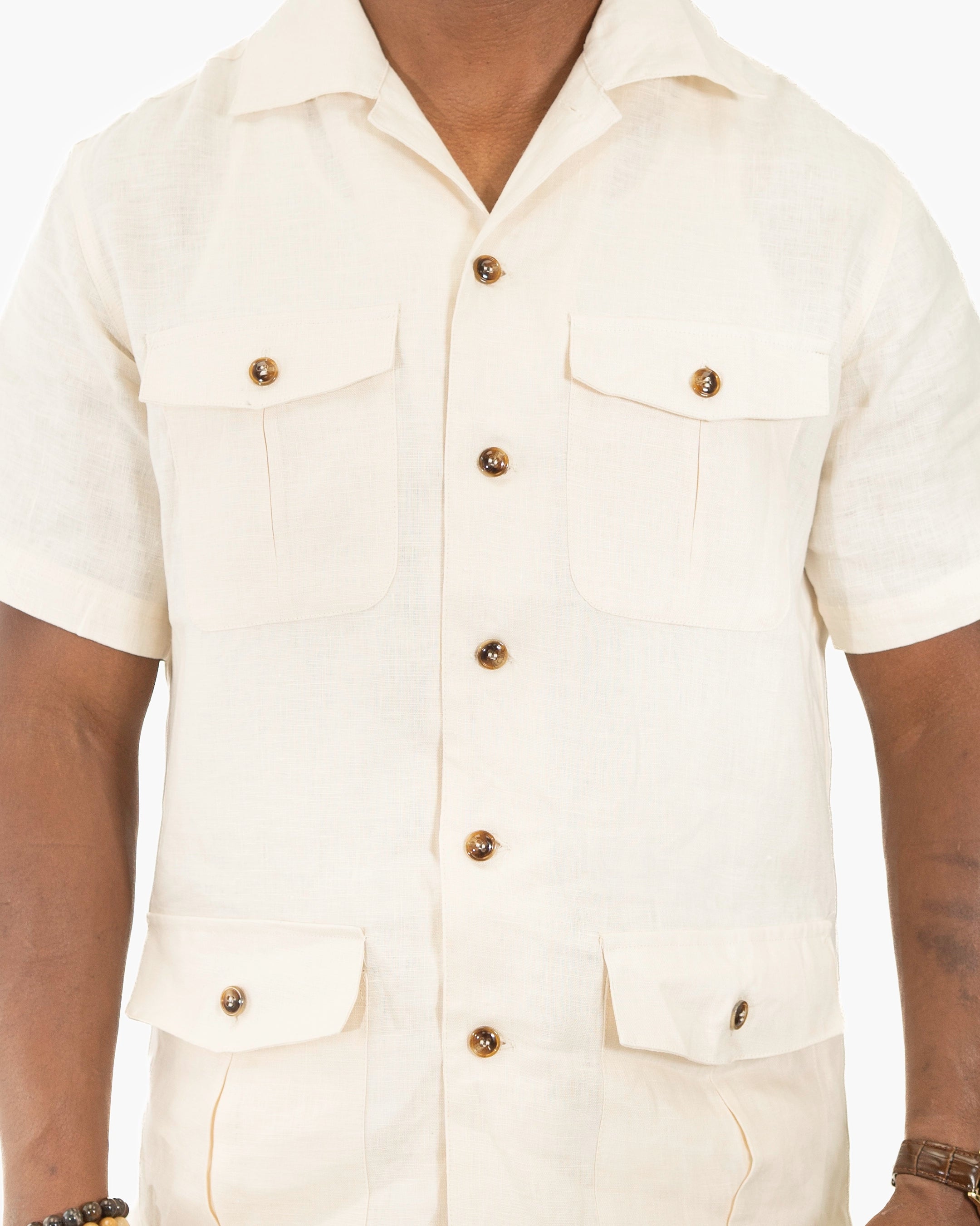 Ecru Tailored-Fit Linen Shirt