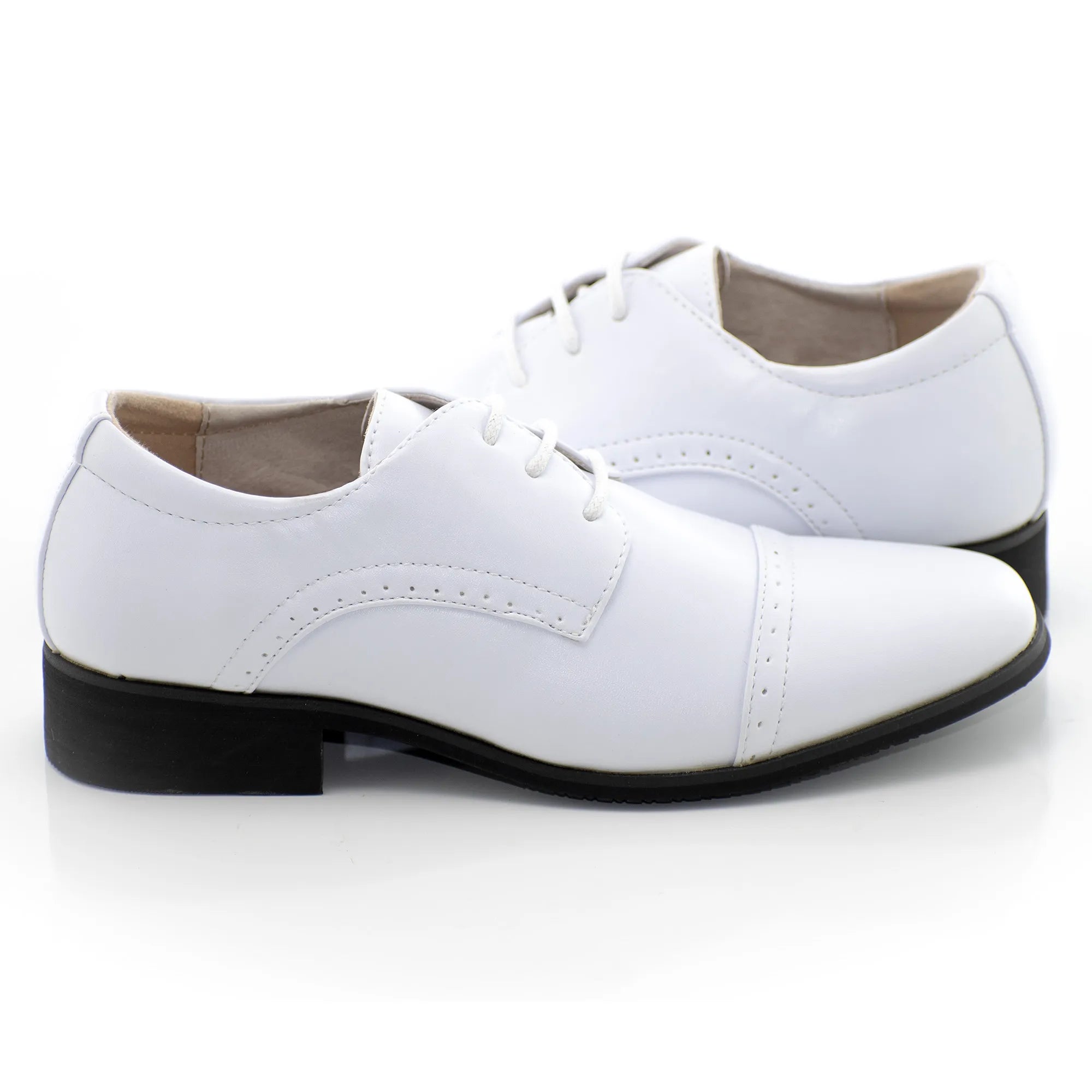 Snow White Lace up Derby Kids Cap-Toe