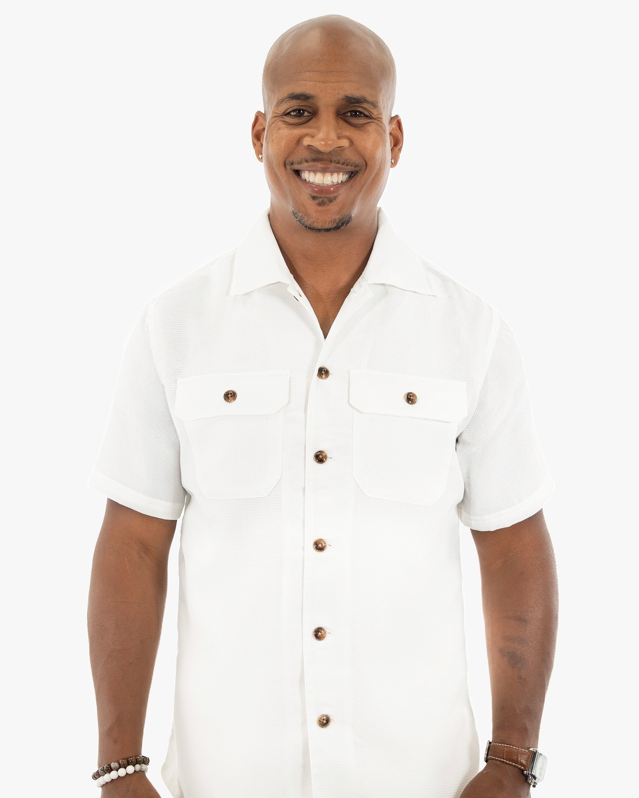 White Tailored-Fit Linen Textured Shirt