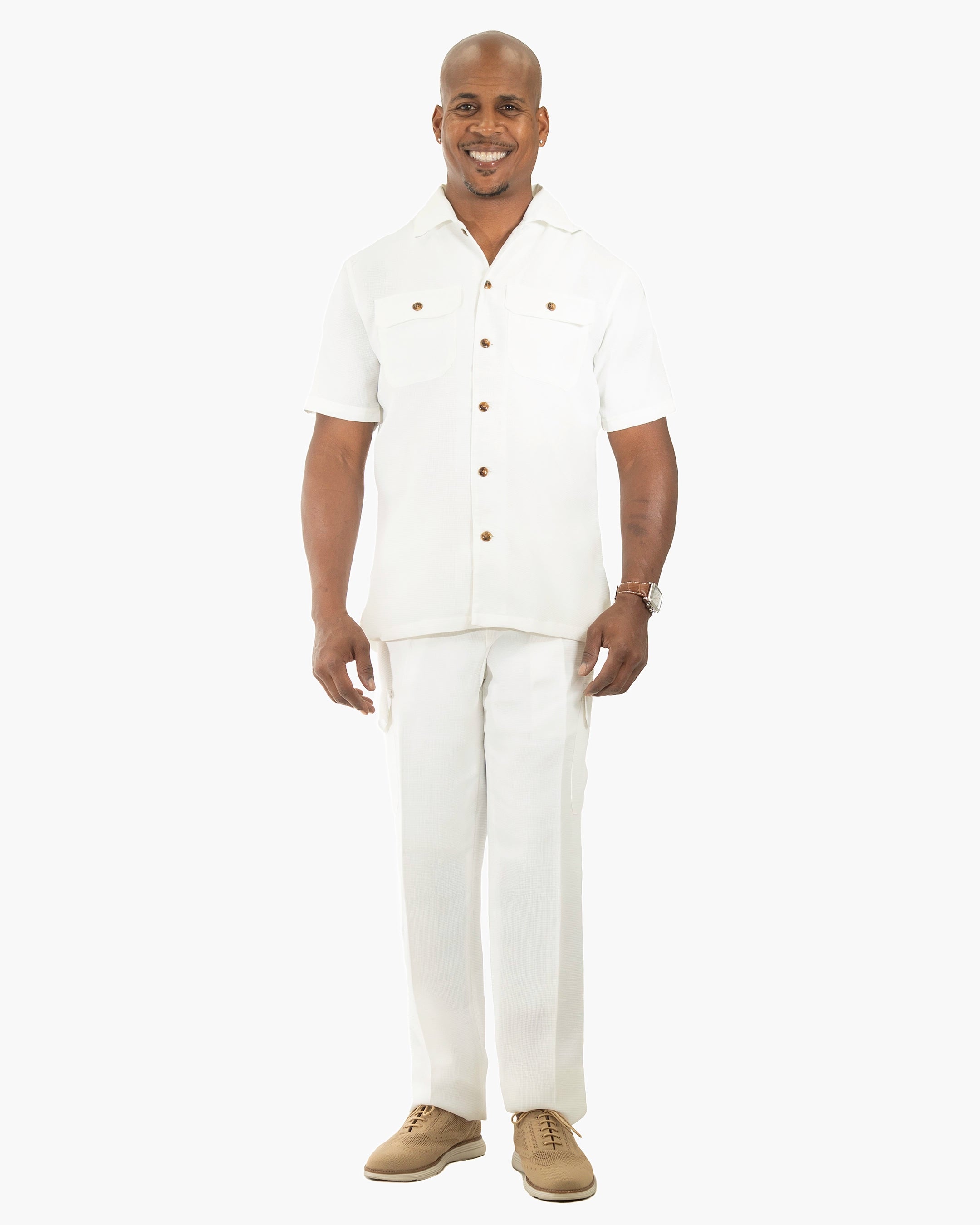 White Tailored-Fit Linen Textured Shirt
