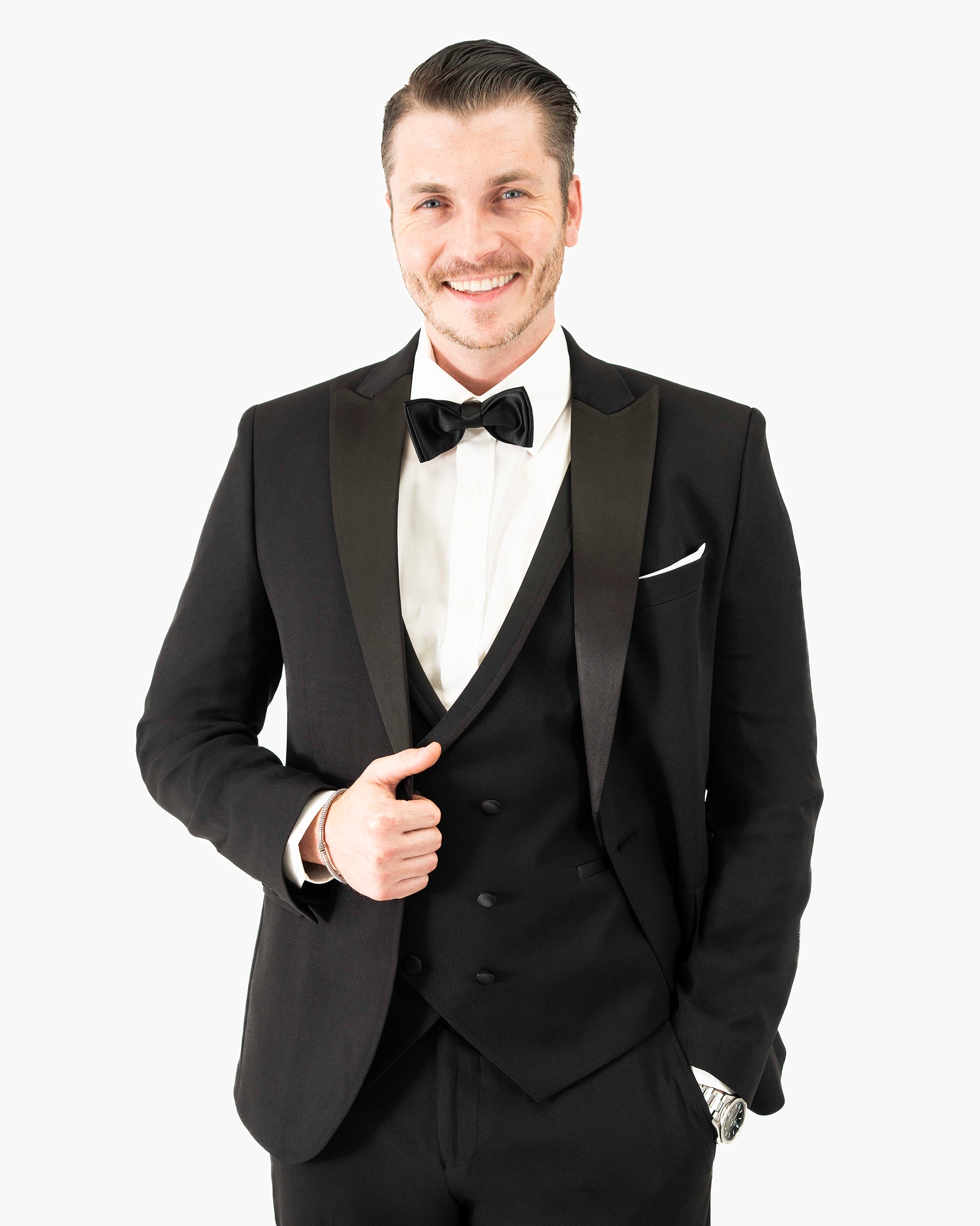 3-Piece Tailored-Fit Tuxedo with Peak Lapel