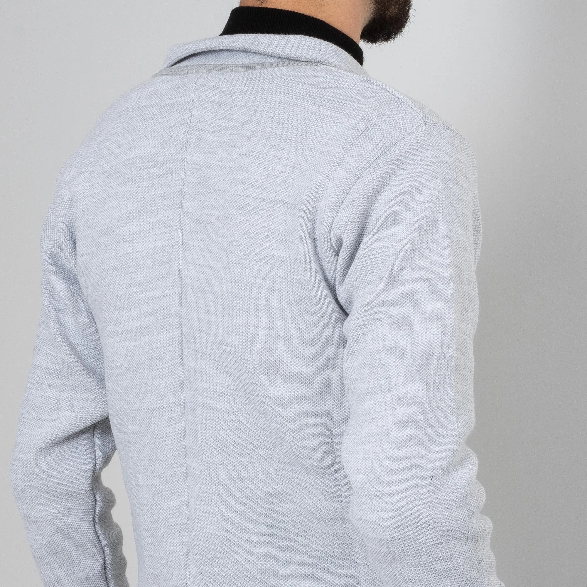 Ash Gray Button-Up High Collar Tailored-Fit Cardigan