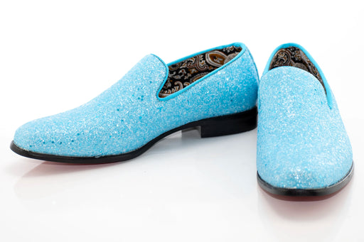 Light Blue Glitter Smoking Loafer