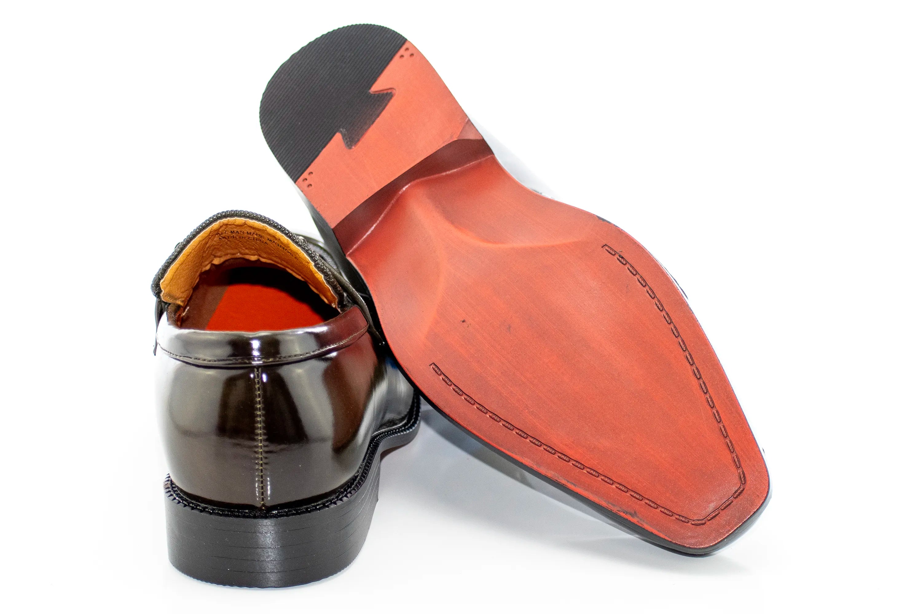 Men's Olive Green PU Leather Bit-Loafer Dress Shoe