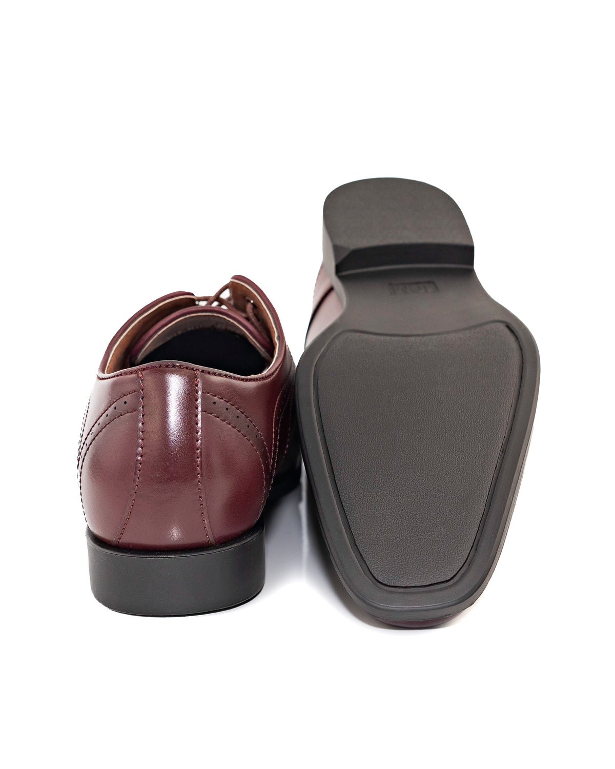 Burgundy Perforated Cap-Toe Derby Lace-Ups | Bottom View| Dolce Vesta