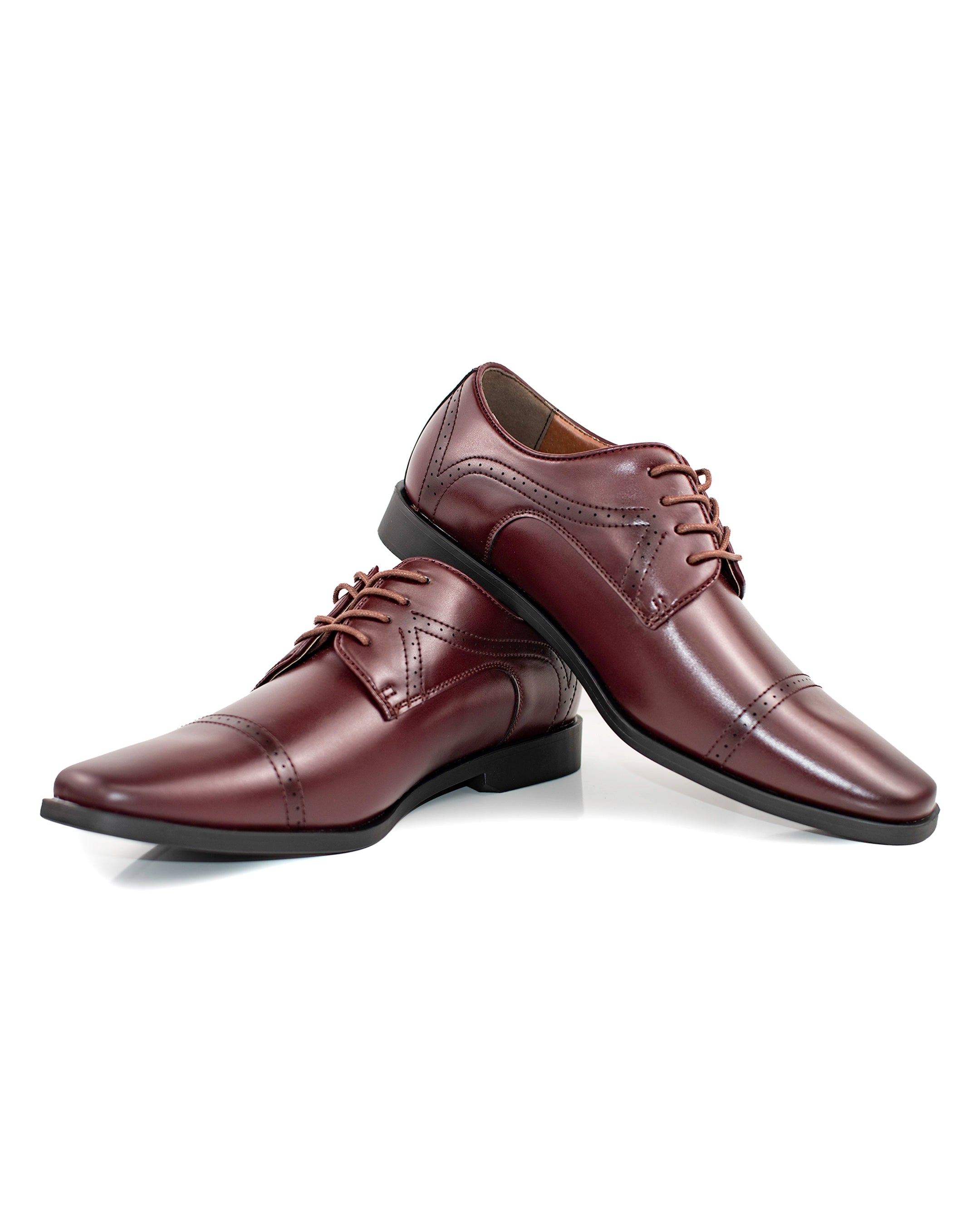 Burgundy Perforated Cap-Toe Derby Lace-Ups | Casual View| Dolce Vesta