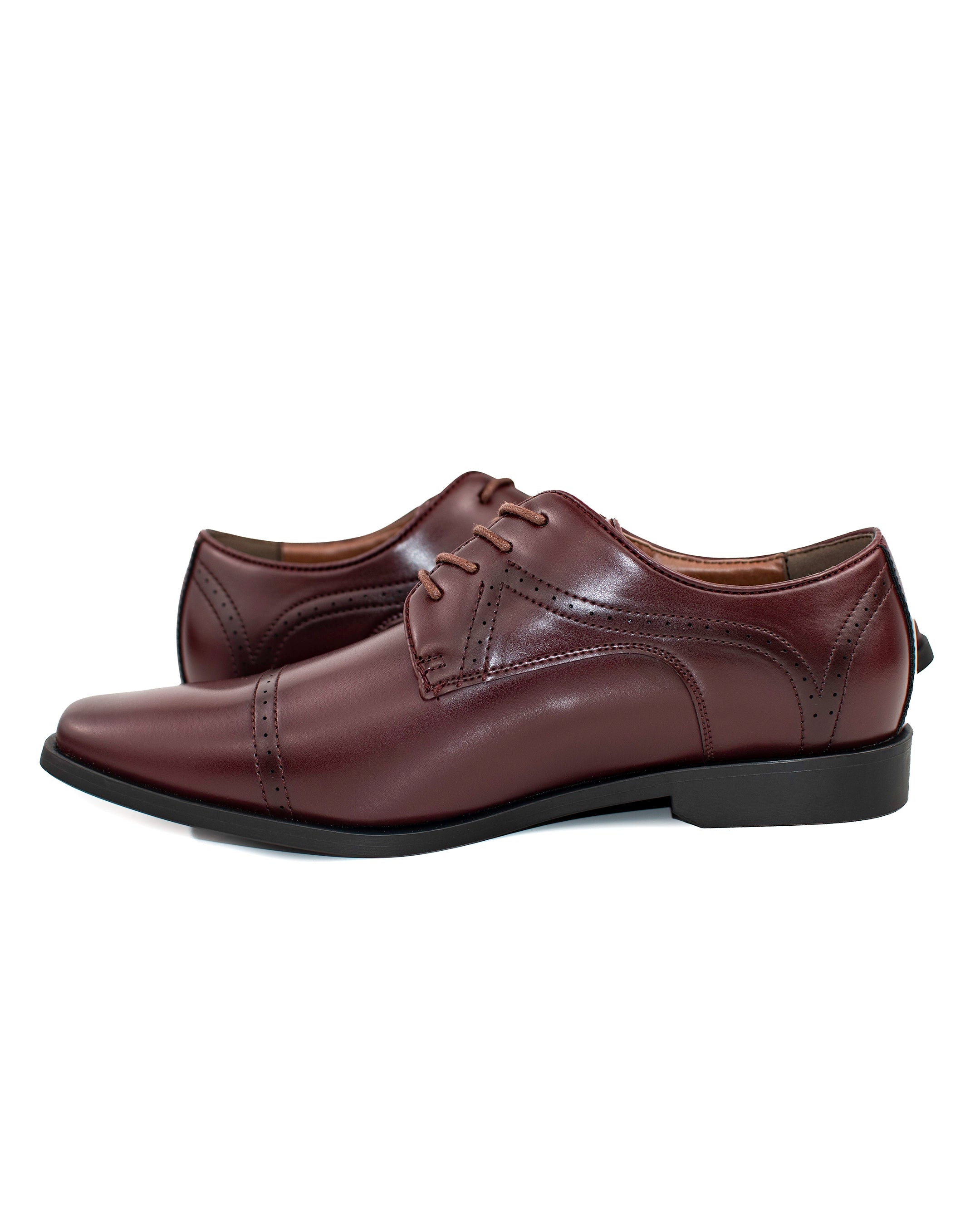 Burgundy Perforated Cap-Toe Derby Lace-Ups | Inside View| Dolce Vesta
