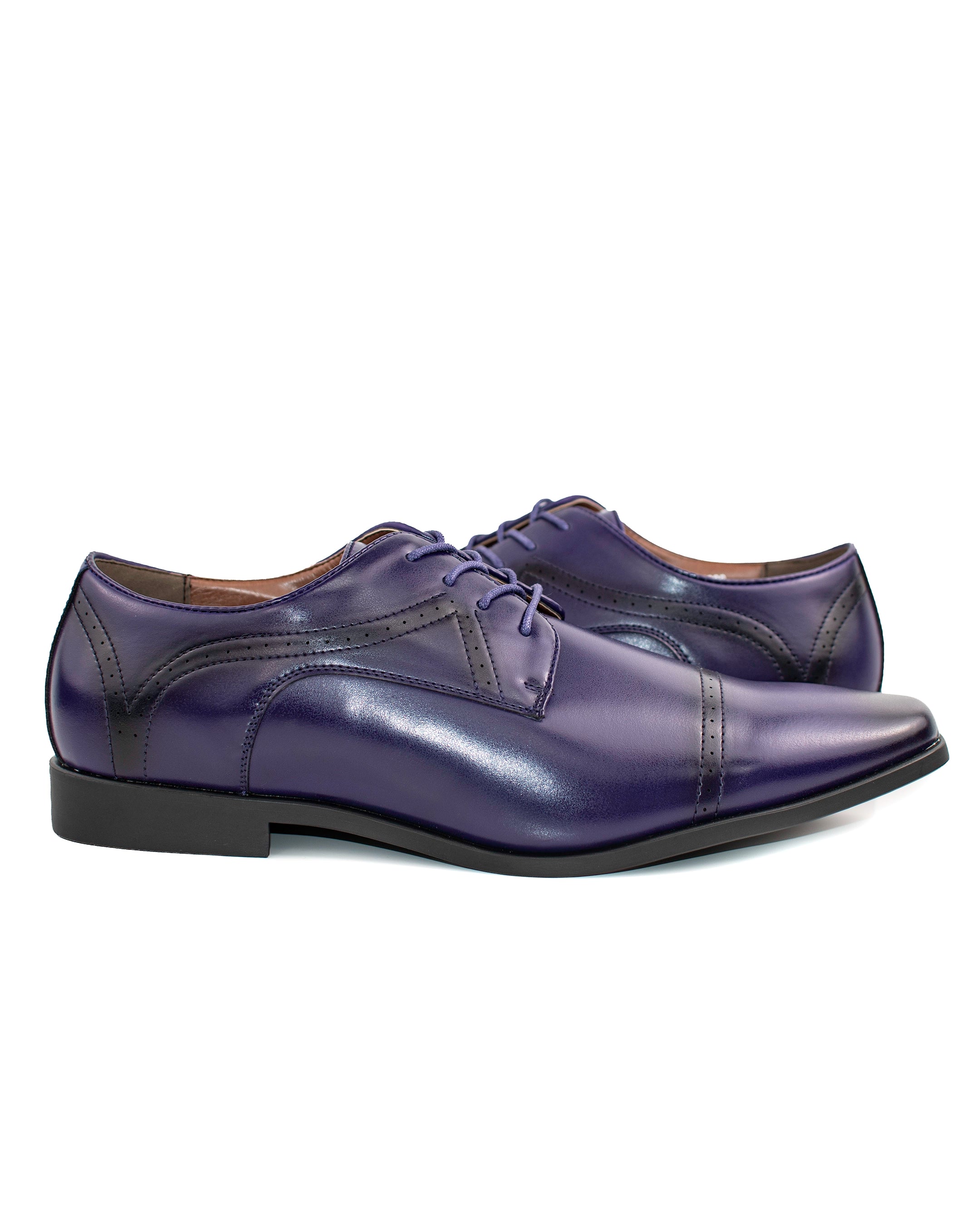 Purple Perforated Cap-Toe Derby Lace-Ups | Outside View| Dolce Vesta