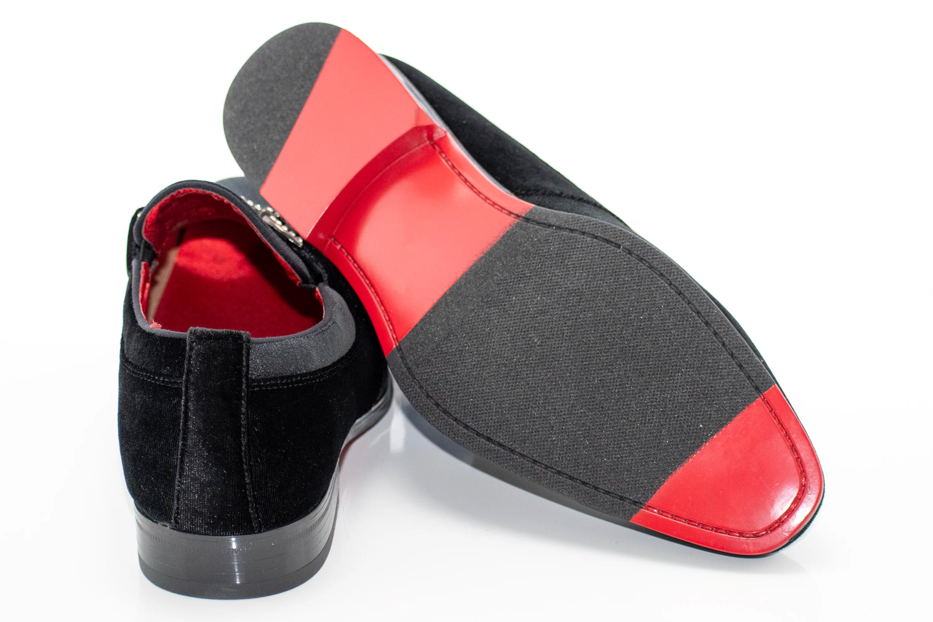 Men's Black Velvet Rhinestone-Bit Dress Loafer