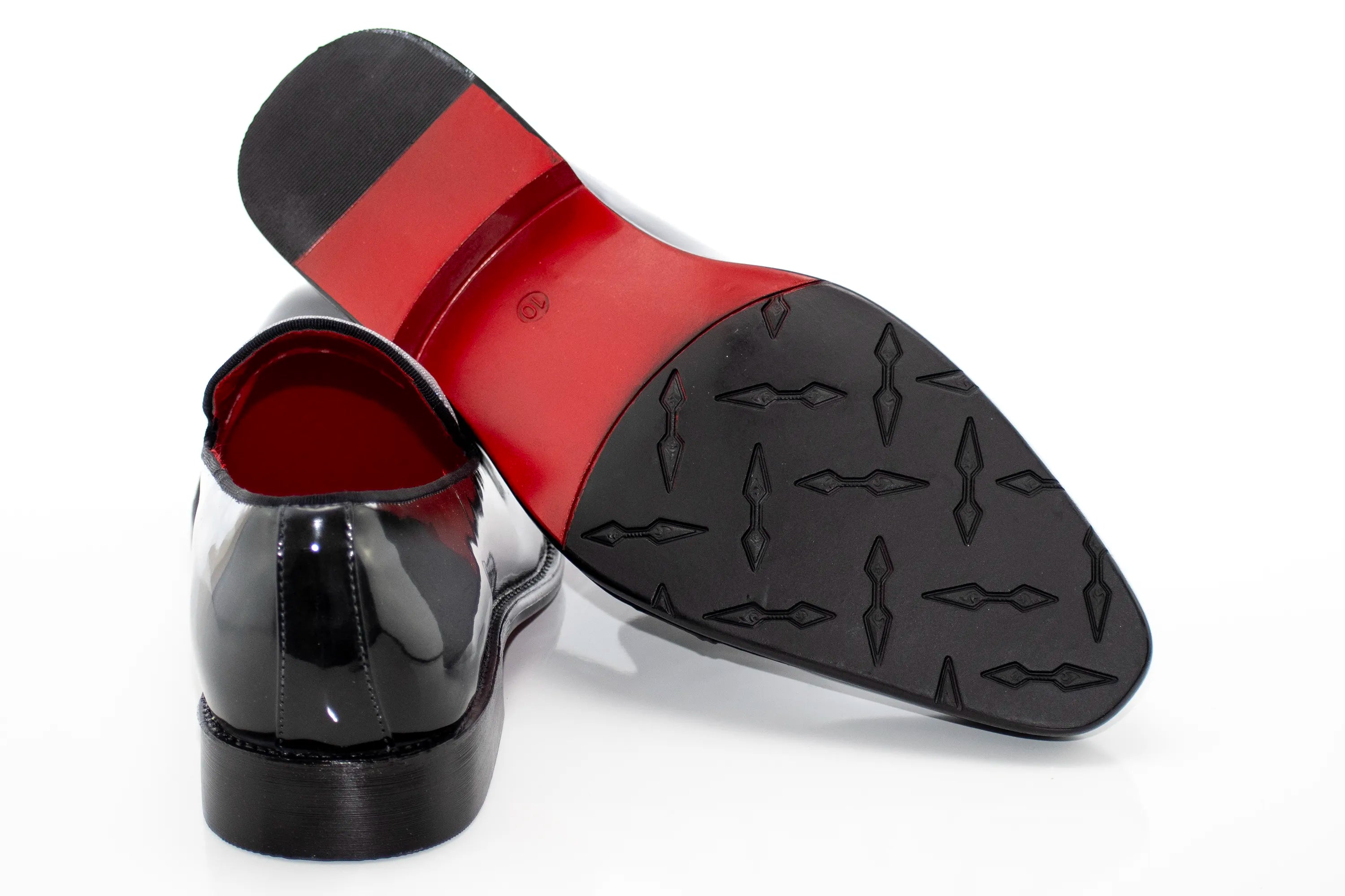 Men's Gray And Black Patent Leather Slip-On Dress Loafer