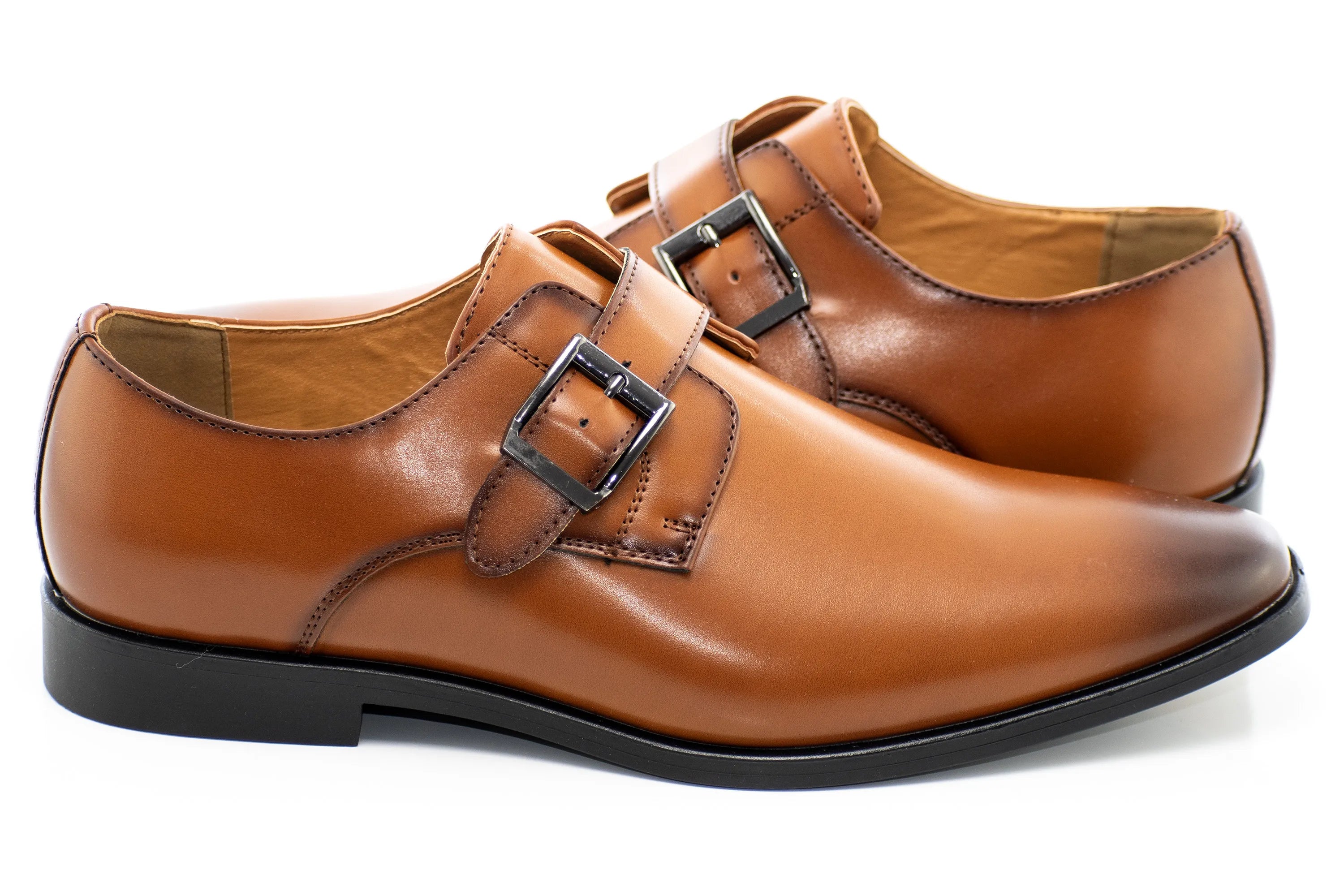 Wide Plain Toe Buckle Dress Loafer