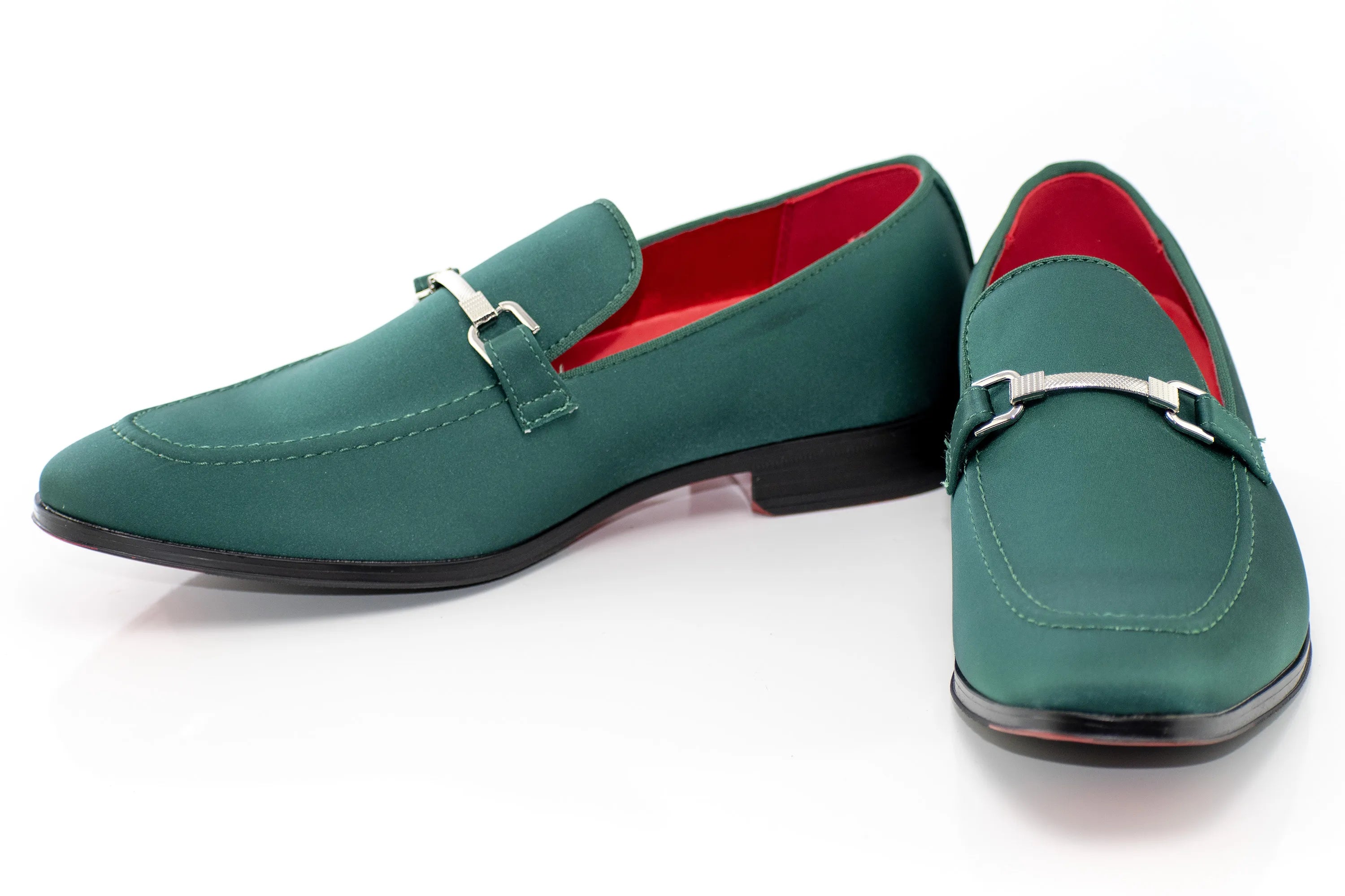 Green Satin Apron-Toe Bit Loafer