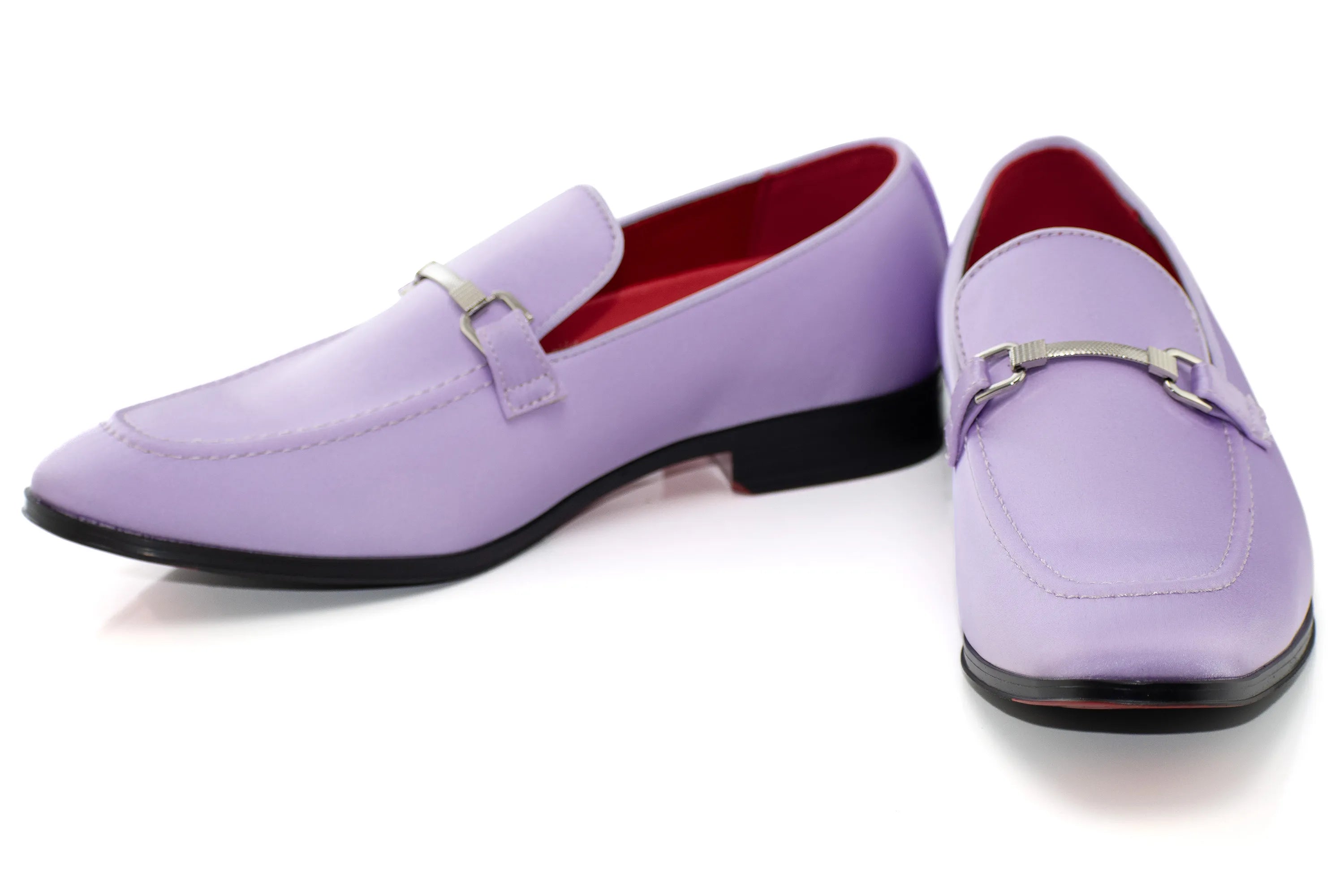 Lilac Satin Apron-Toe Bit Loafer