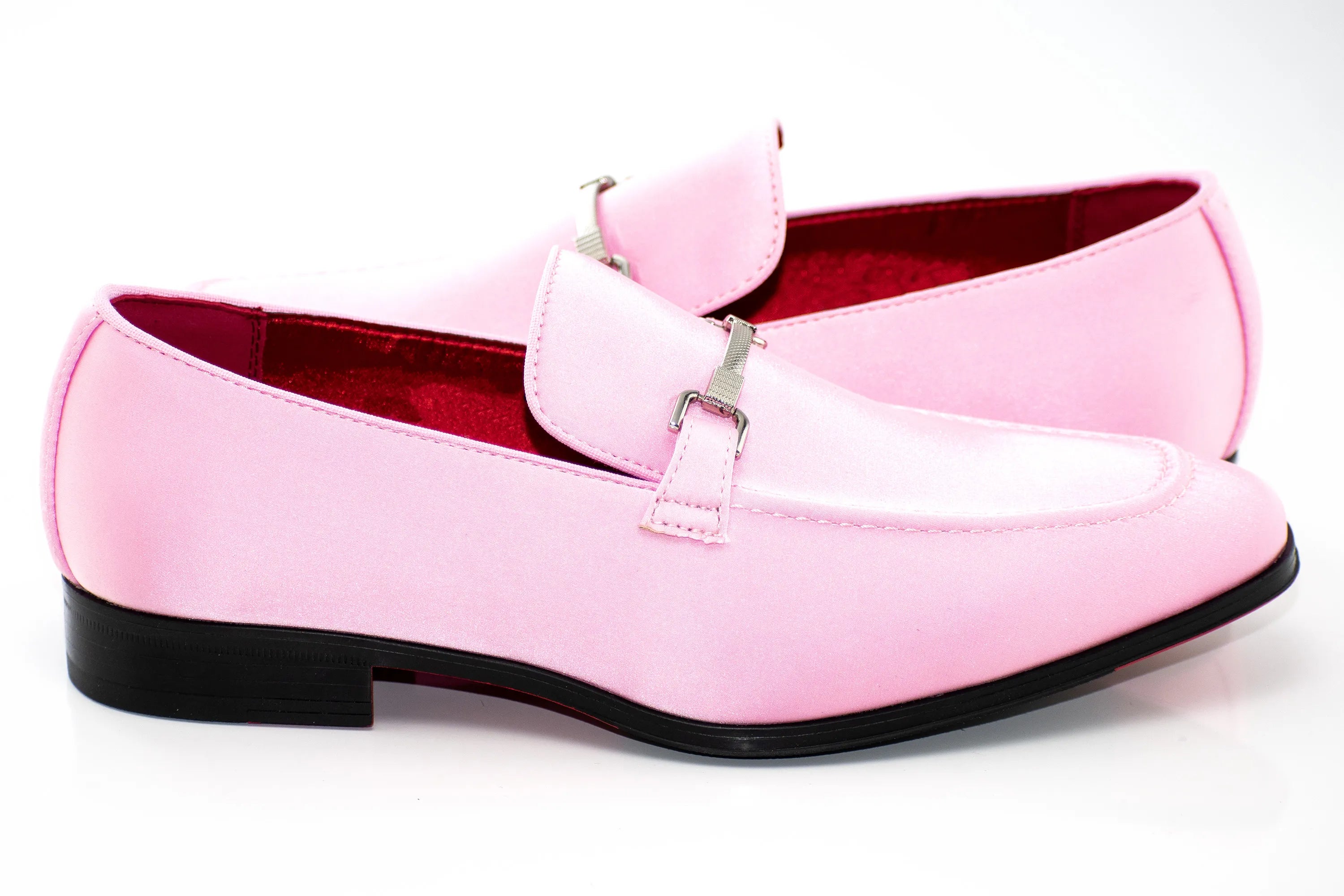 Pink Satin Apron-Toe Bit Loafer