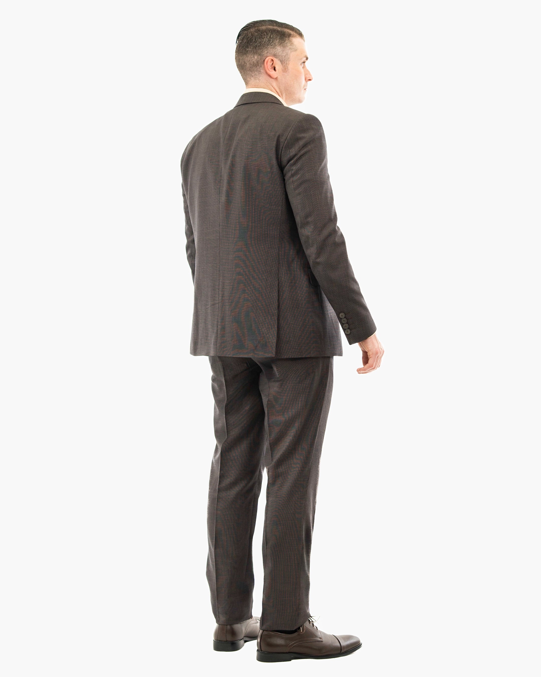 Brown Birdseye 3-Piece Tailored-Fit Suit