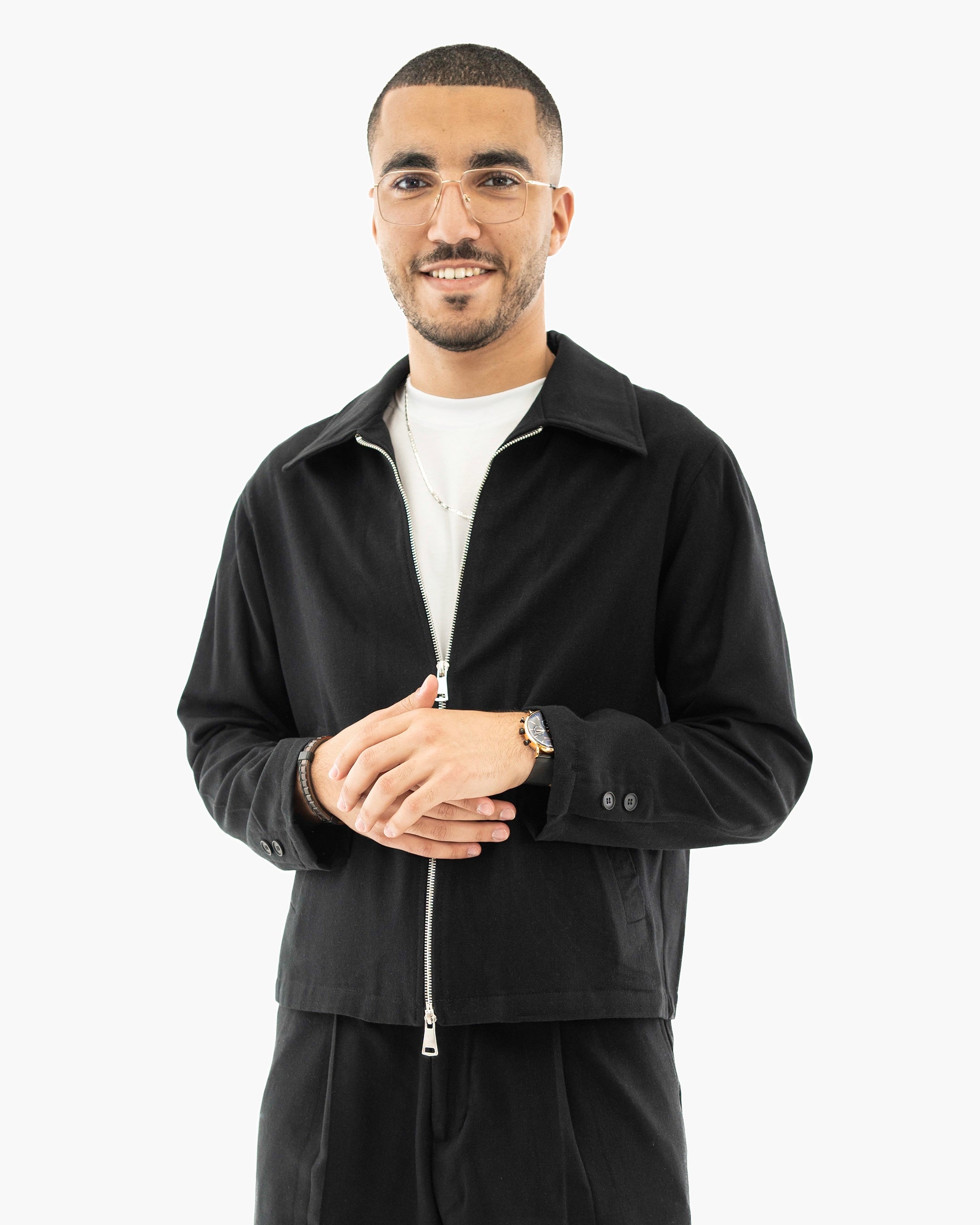 Cotton Blend Zip Leisure Suit