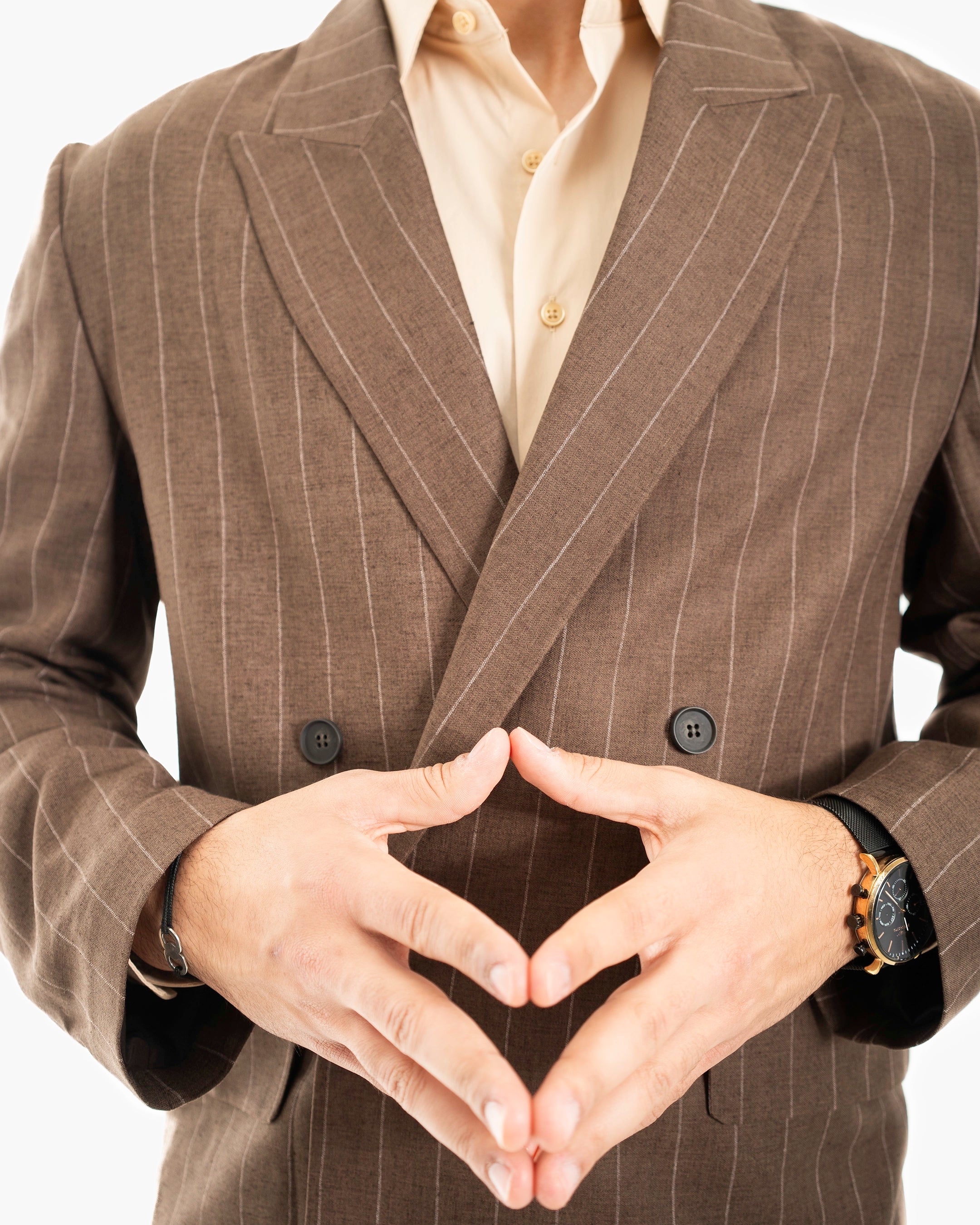Pinstriped Oversized Linen Suit Jacket