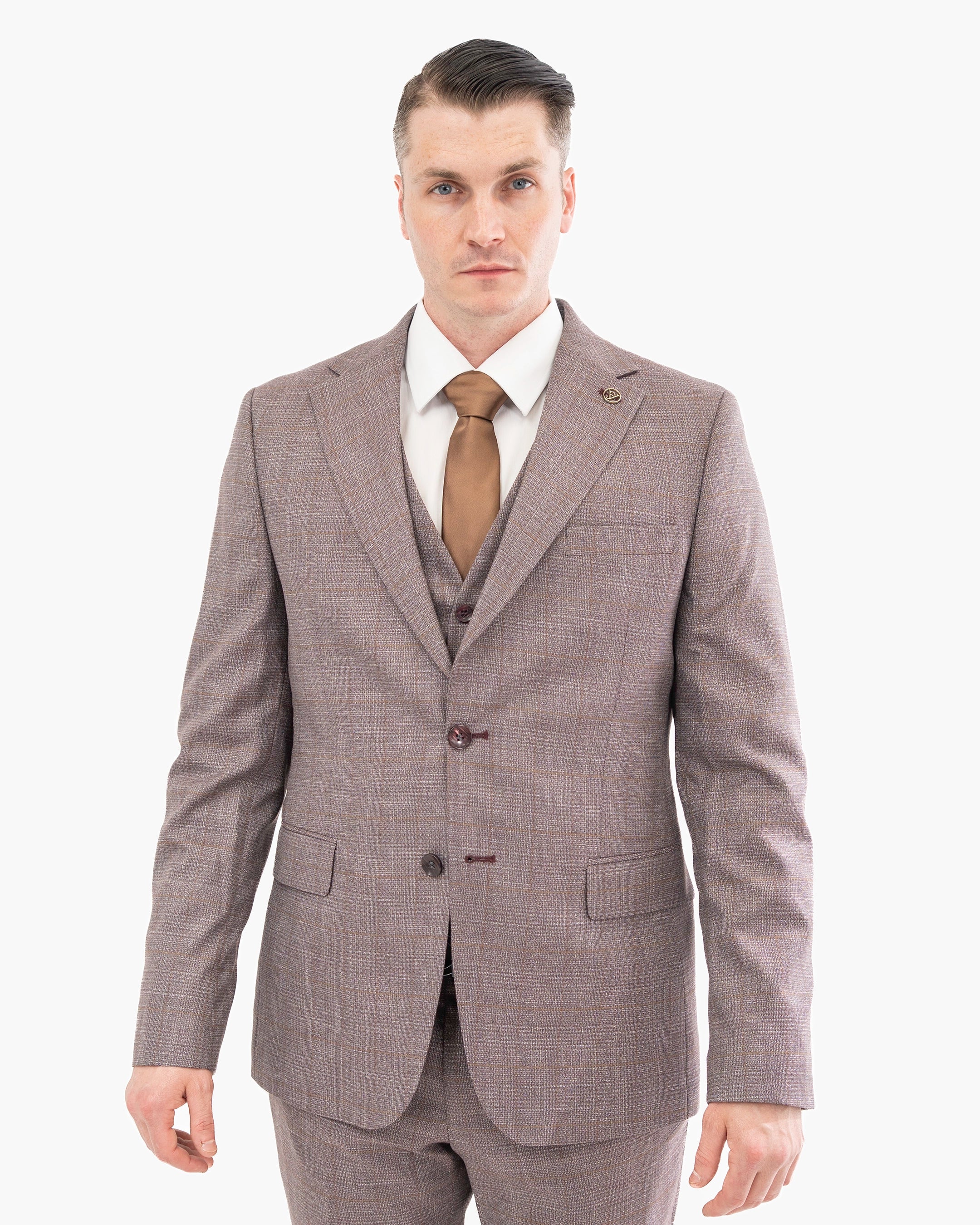 Burgundy Glen Plaid 3-Piece Tailored-Fit Suit