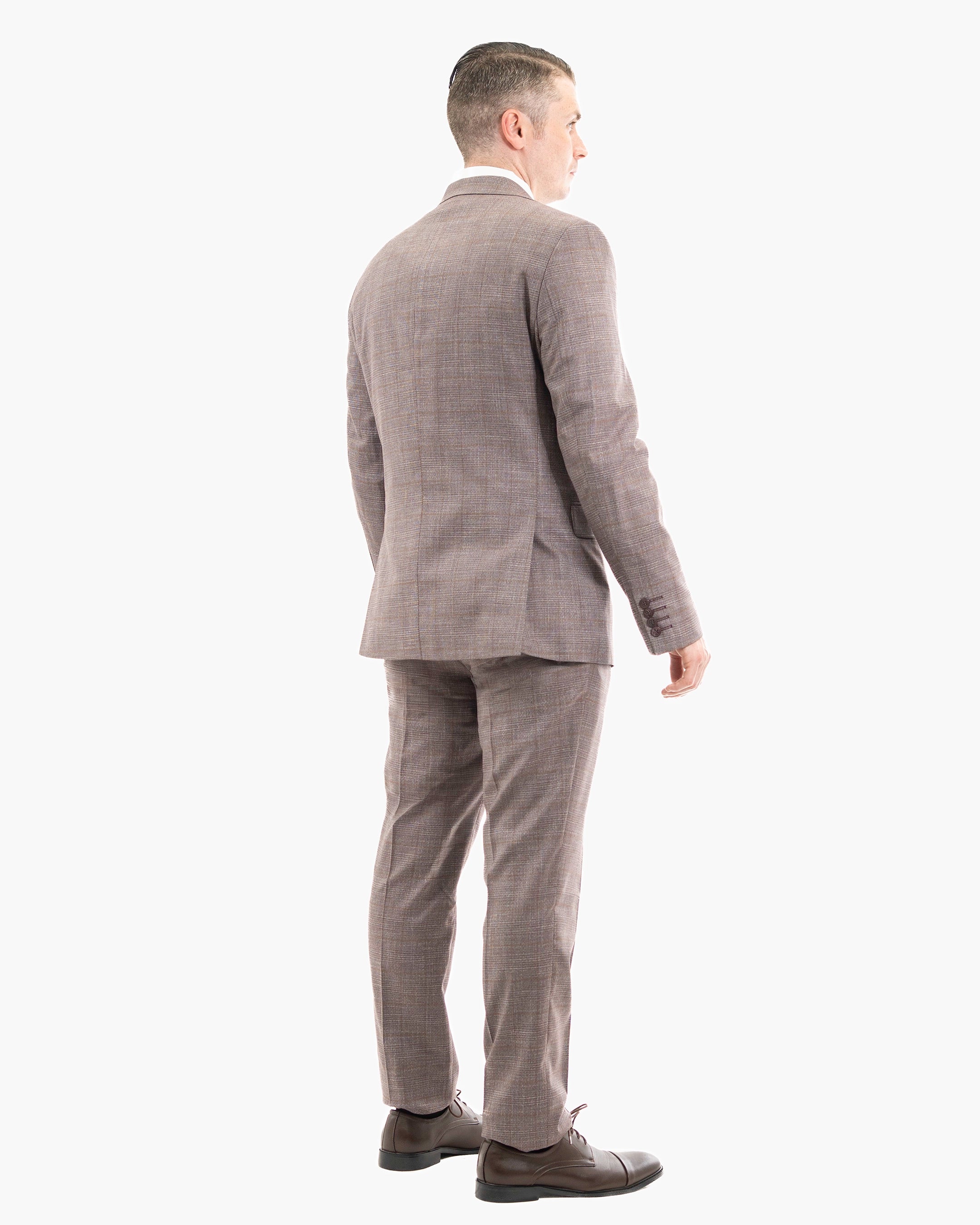 Burgundy Glen Plaid 3-Piece Tailored-Fit Suit