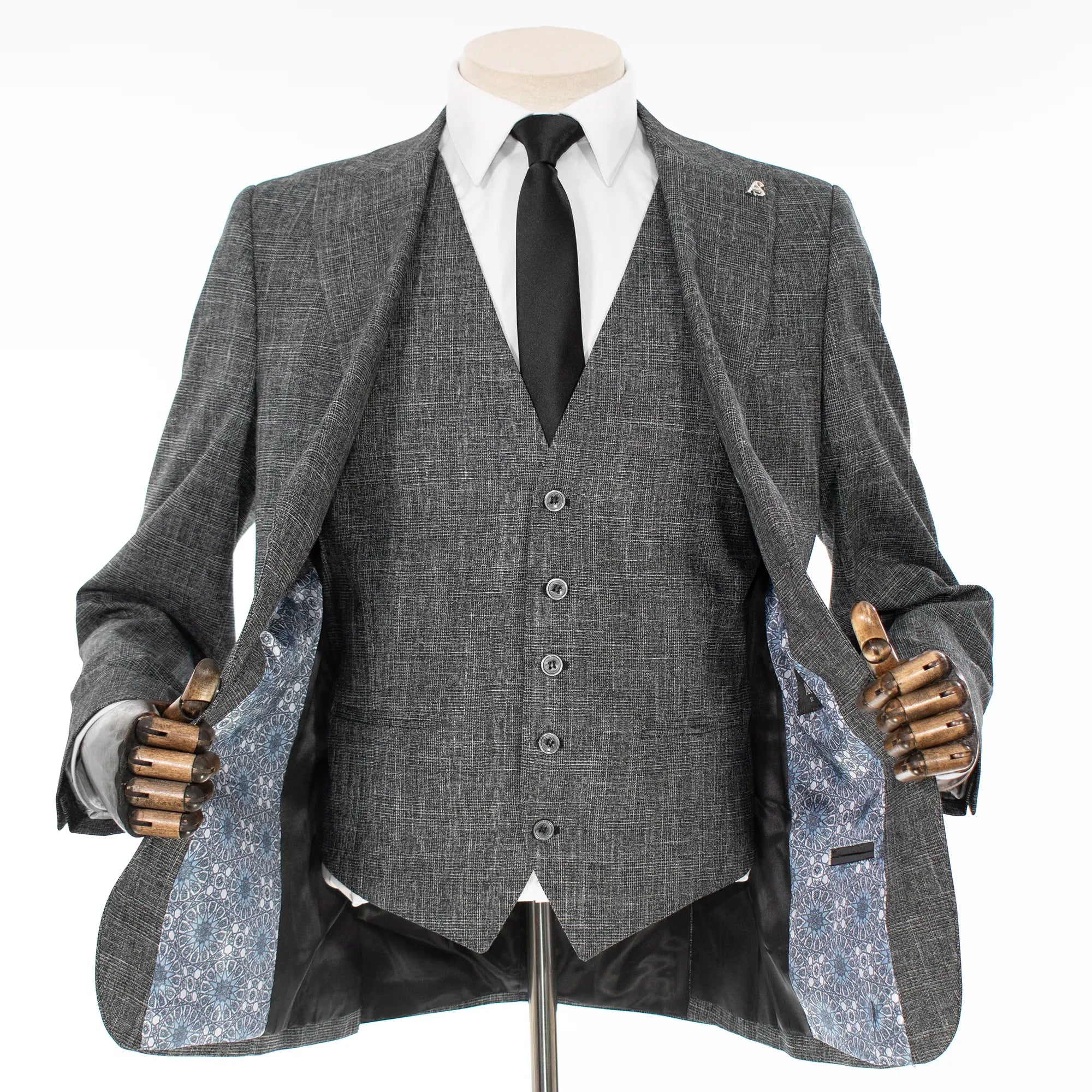 Dark Gray Twill 3-Piece Tailored-Fit Suit