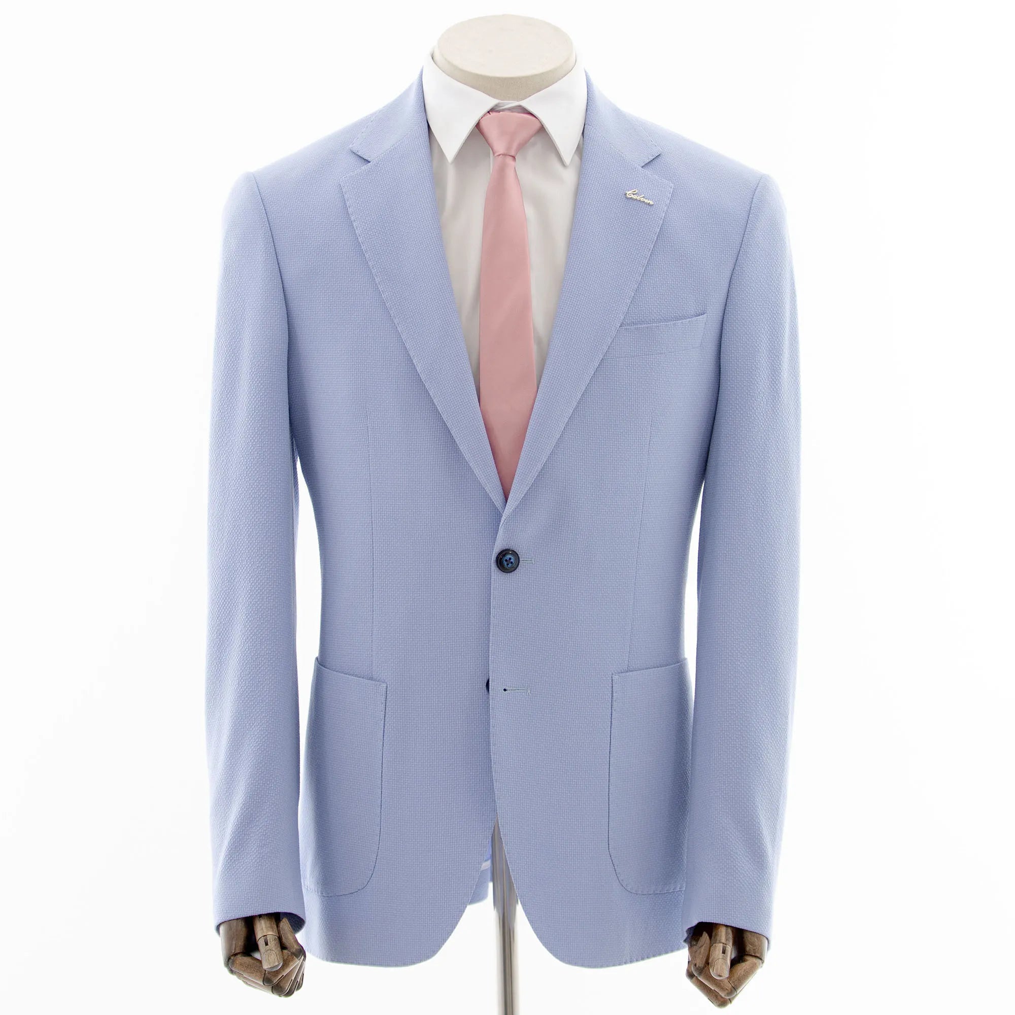 Chambray Blue Solid Seersucker Tailored-Fit Suit
