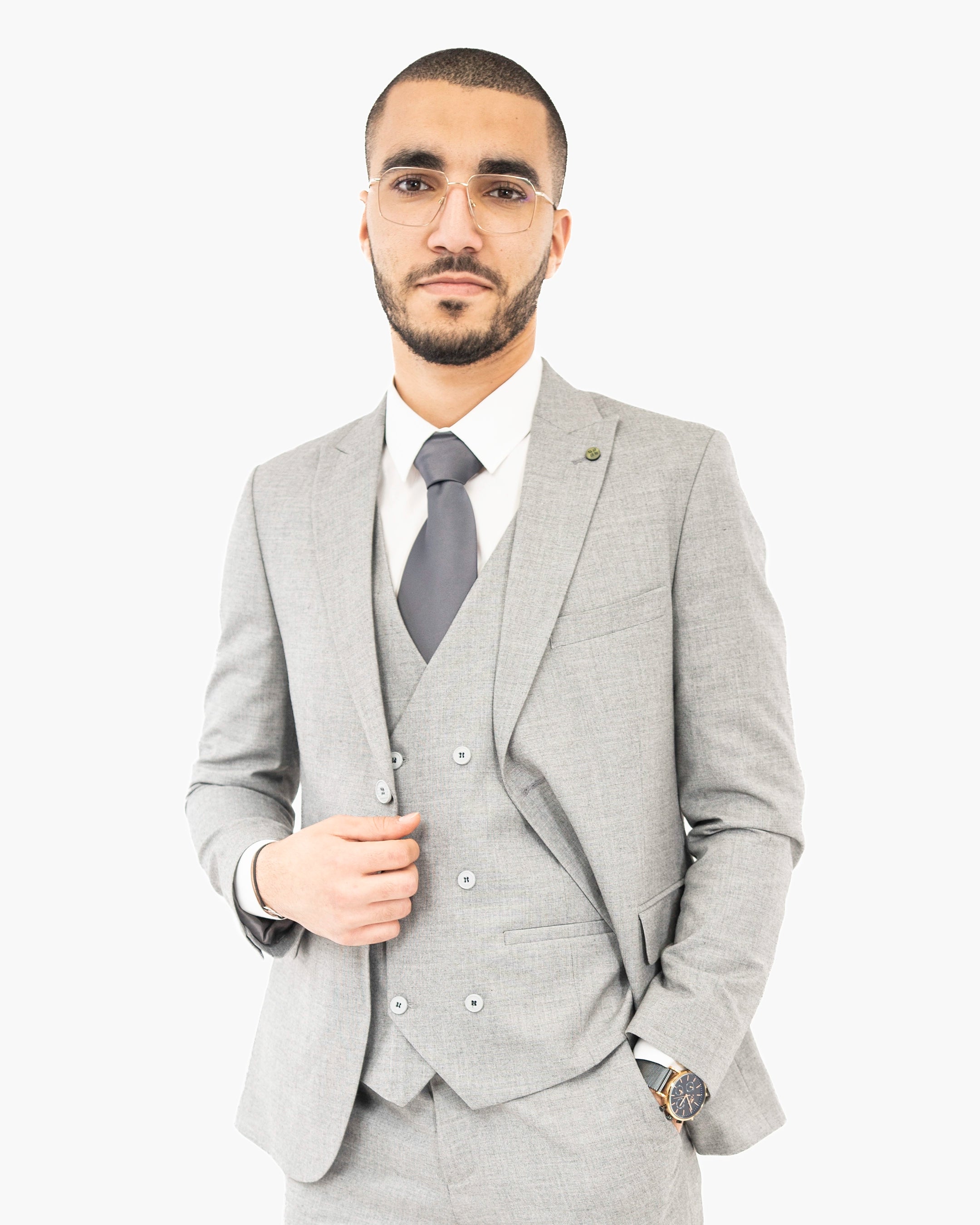 Heather Gray 3-Piece Tailored-Fit Suit