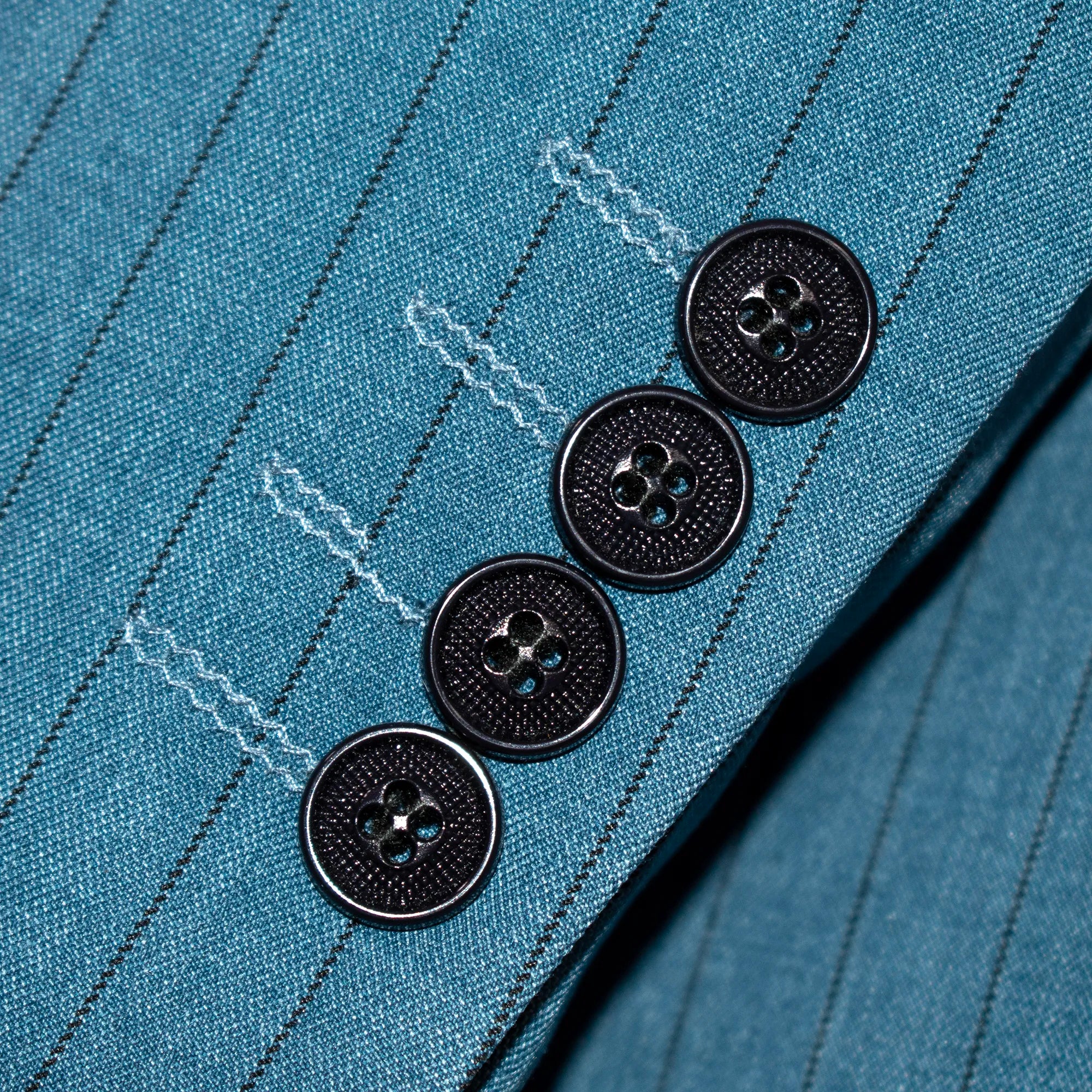 Men's Steel Blue with Black Pinstripe 3-Piece Slim-Fit Suit