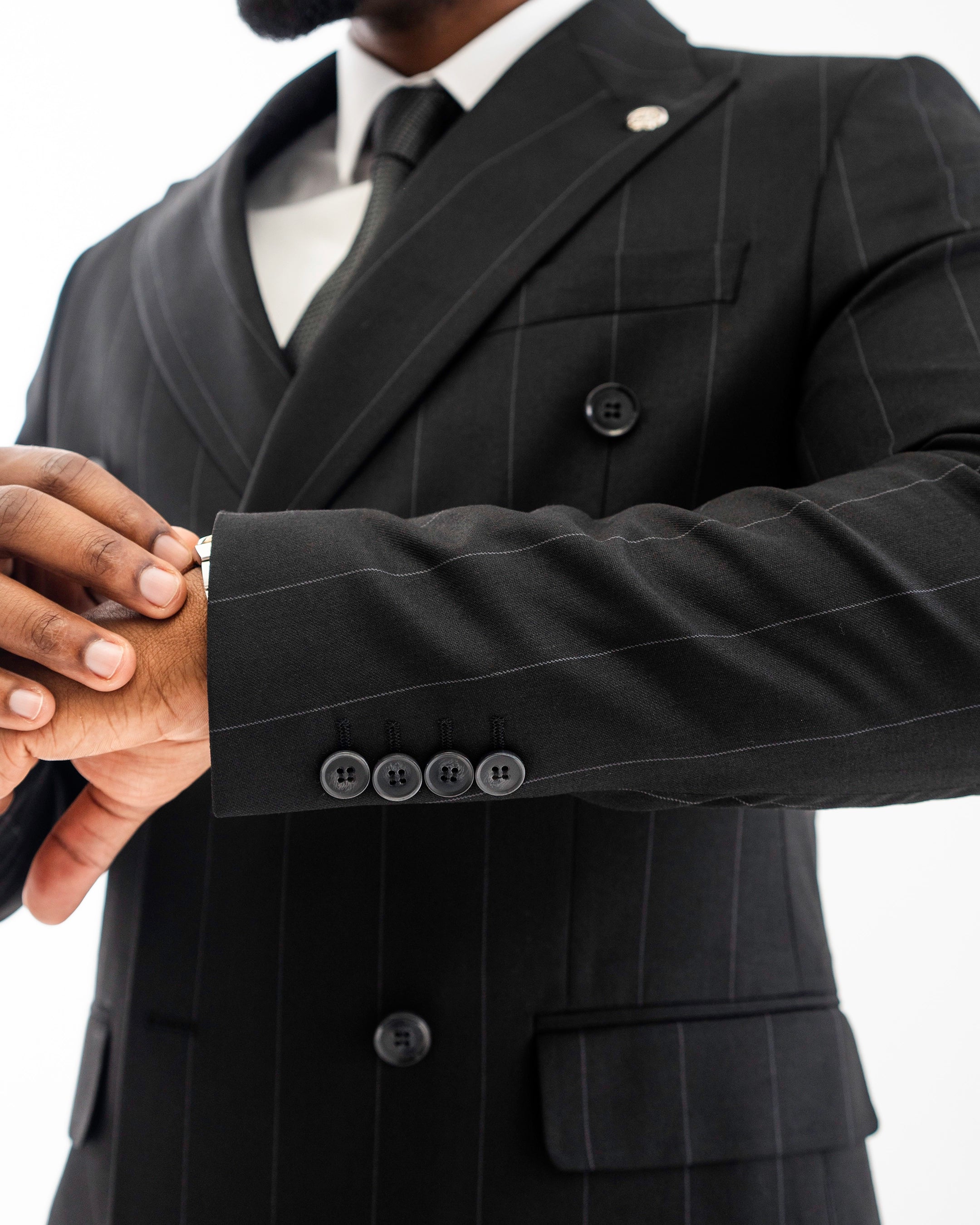 Archer | Pinstriped 2-Piece Double-Breasted Tailored-Fit Suit