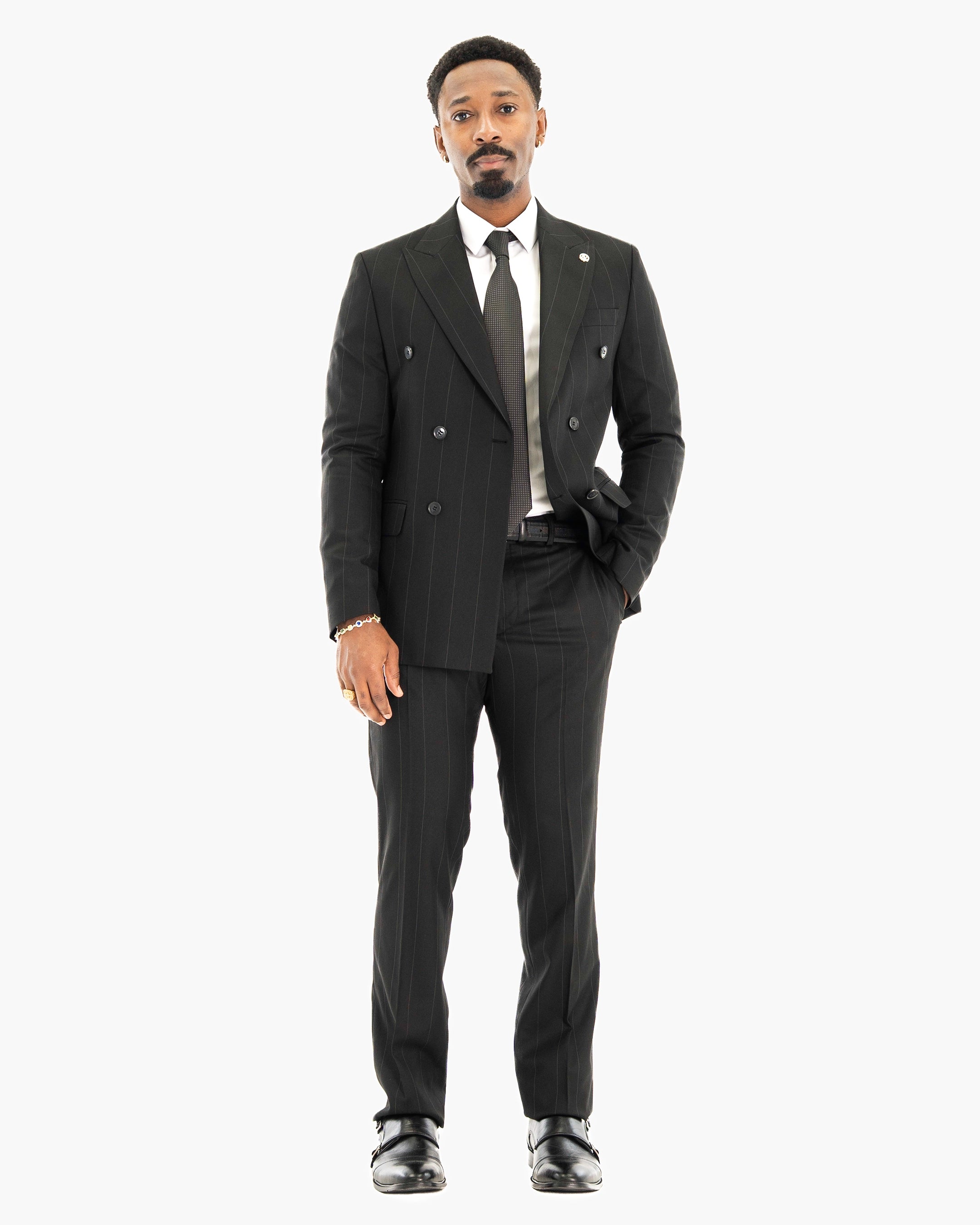Archer | Pinstriped 2-Piece Double-Breasted Tailored-Fit Suit