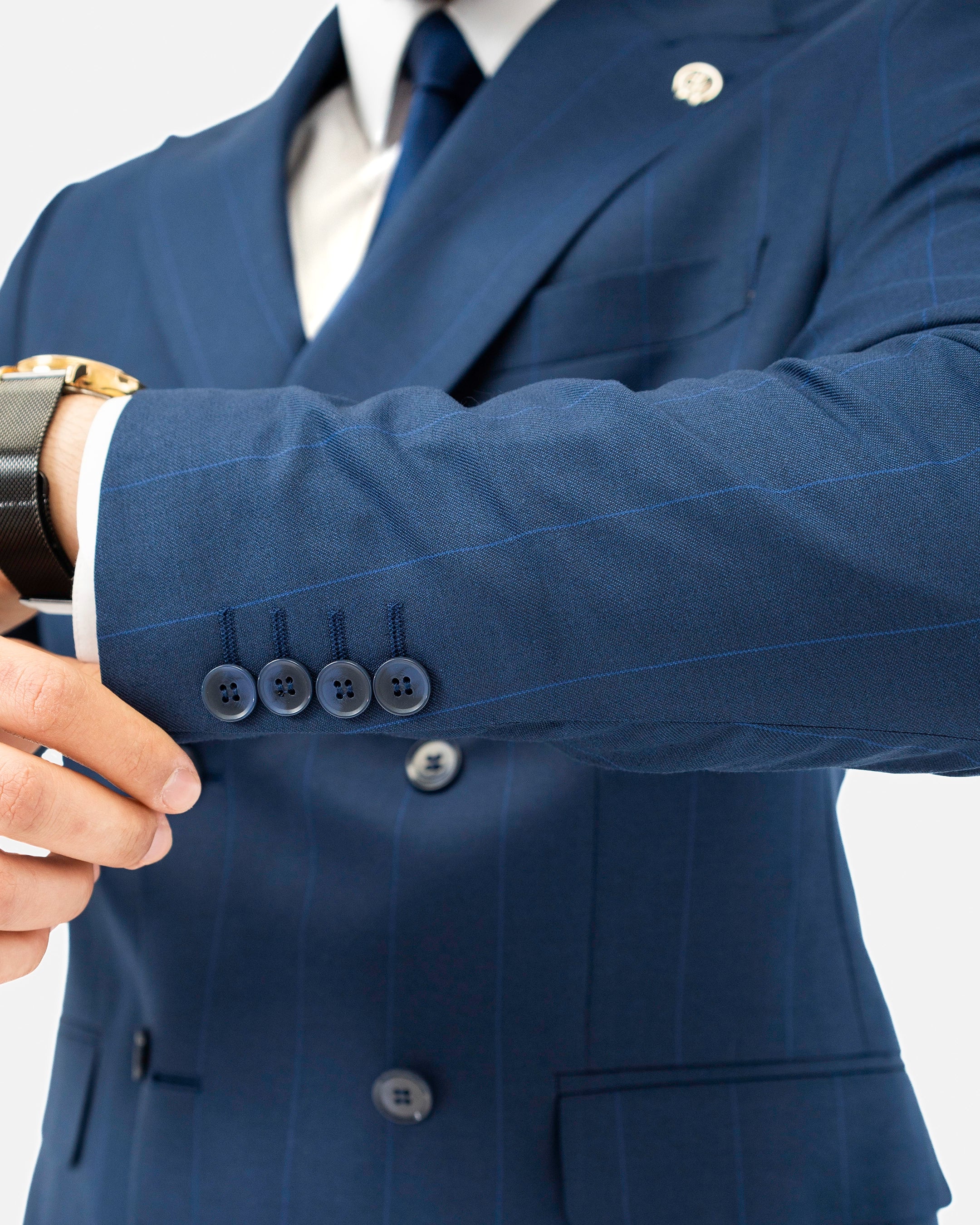 Archer | Pinstriped 2-Piece Double-Breasted Tailored-Fit Suit