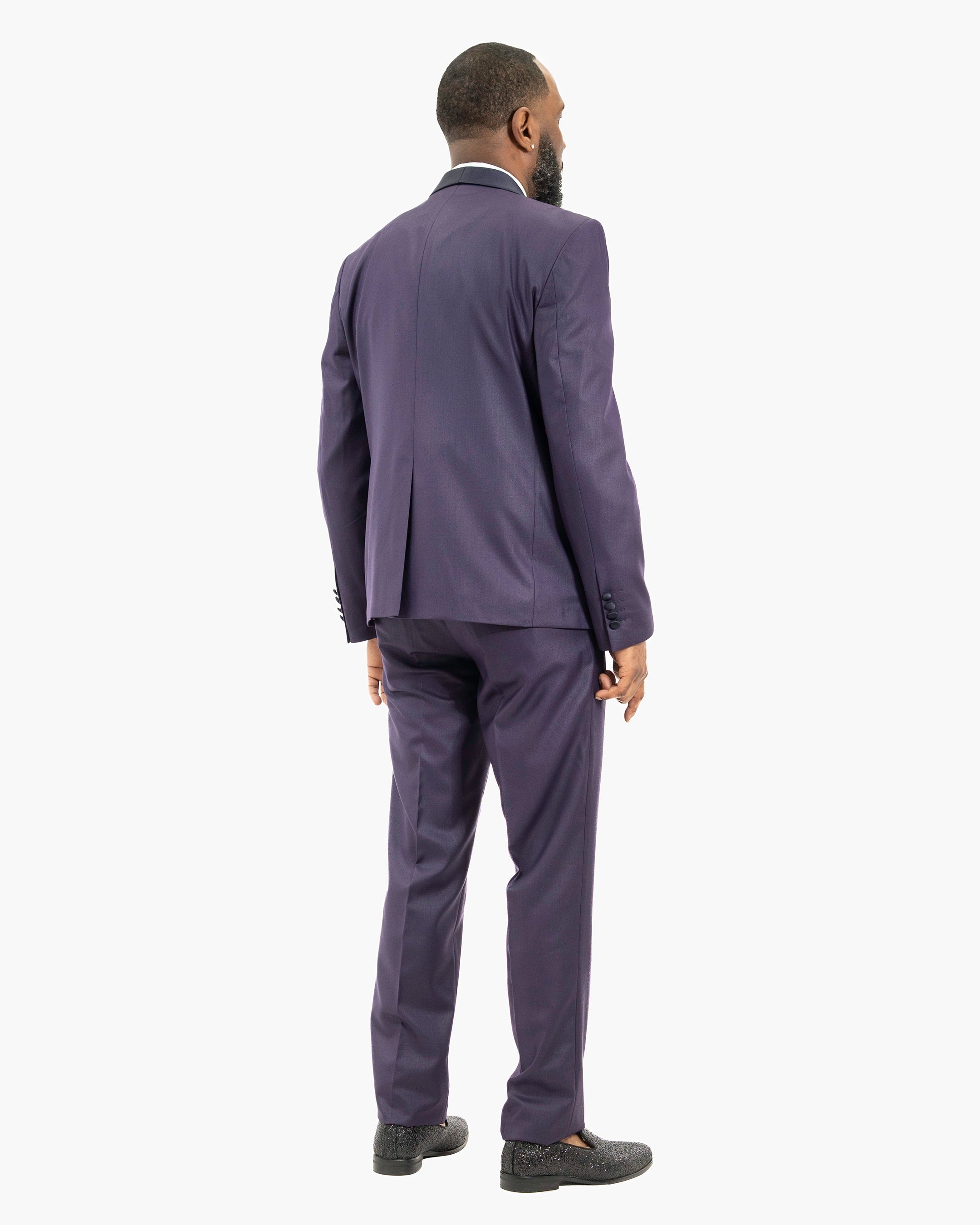 Eggplant Solid 2-Piece Slim-Fit Tuxedo
